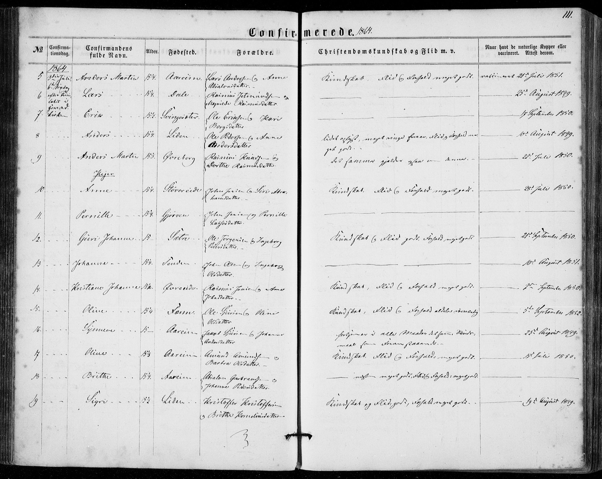 Stryn Sokneprestembete, AV/SAB-A-82501: Parish register (official) no. A 3, 1862-1877, p. 111