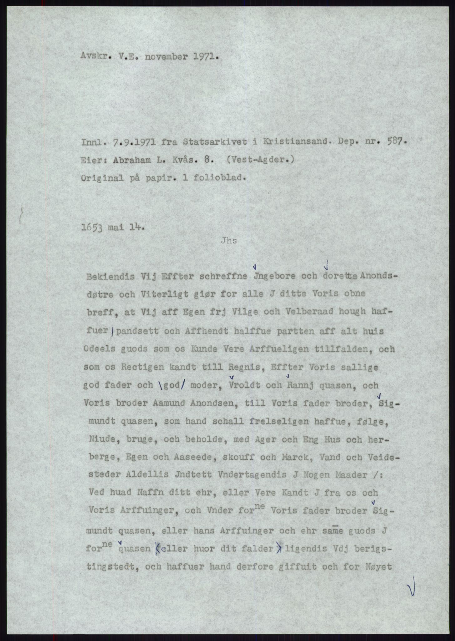 Samlinger til kildeutgivelse, Diplomavskriftsamlingen, RA/EA-4053/H/Ha, p. 1900