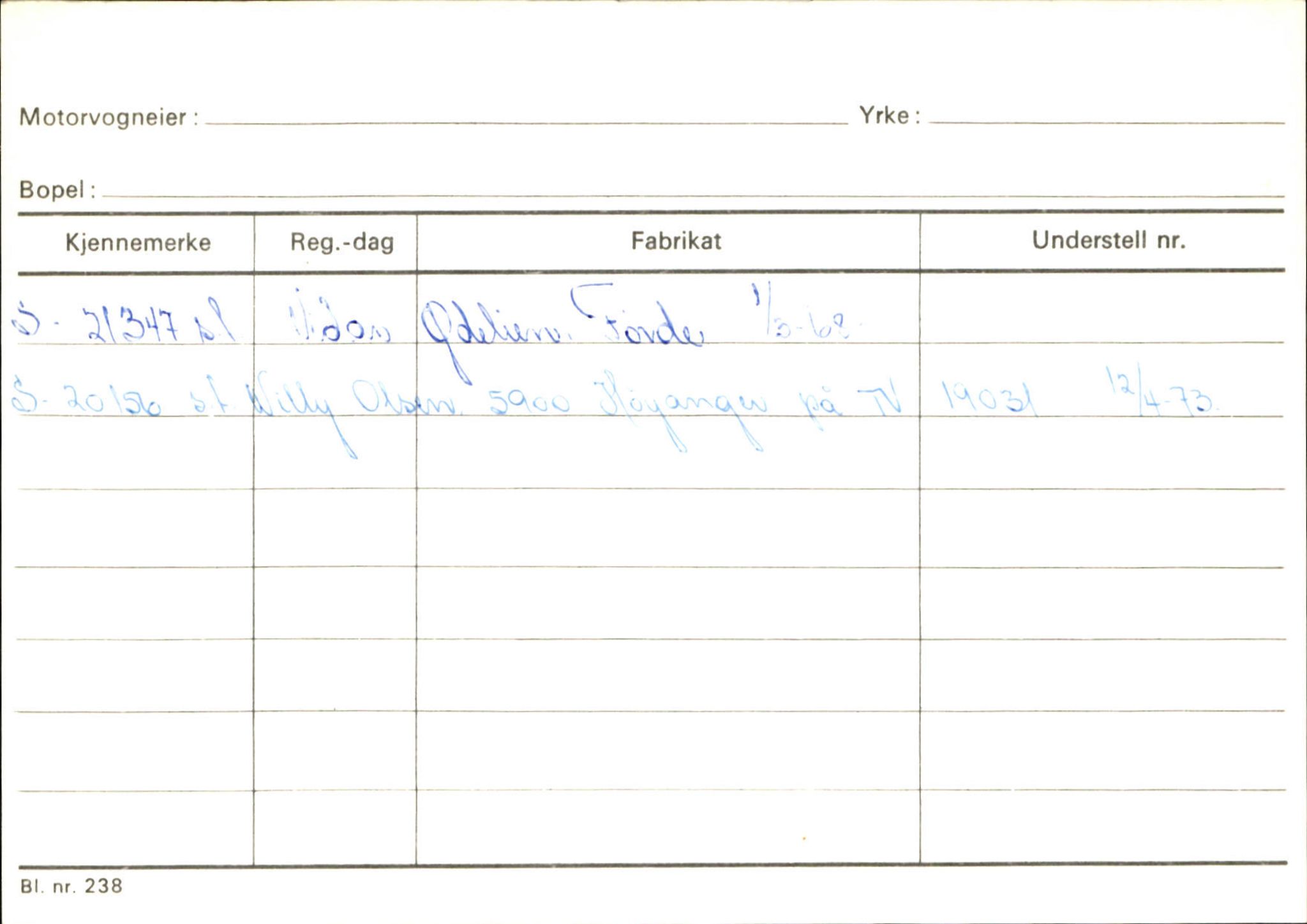 Statens vegvesen, Sogn og Fjordane vegkontor, AV/SAB-A-5301/4/F/L0131: Eigarregister Høyanger P-Å. Stryn S-Å, 1945-1975, p. 1082