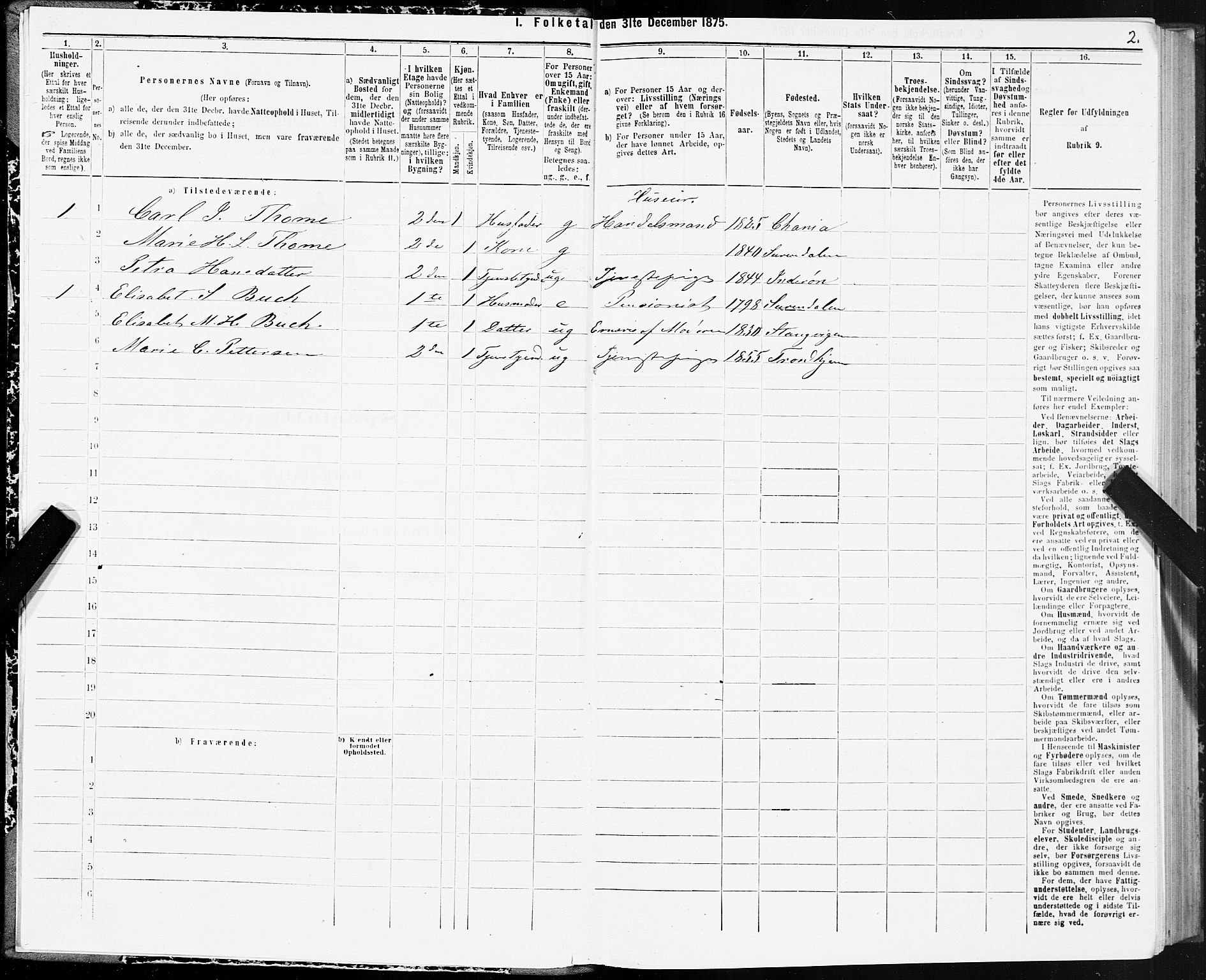 SAT, 1875 census for 1601 Trondheim, 1875, p. 2002