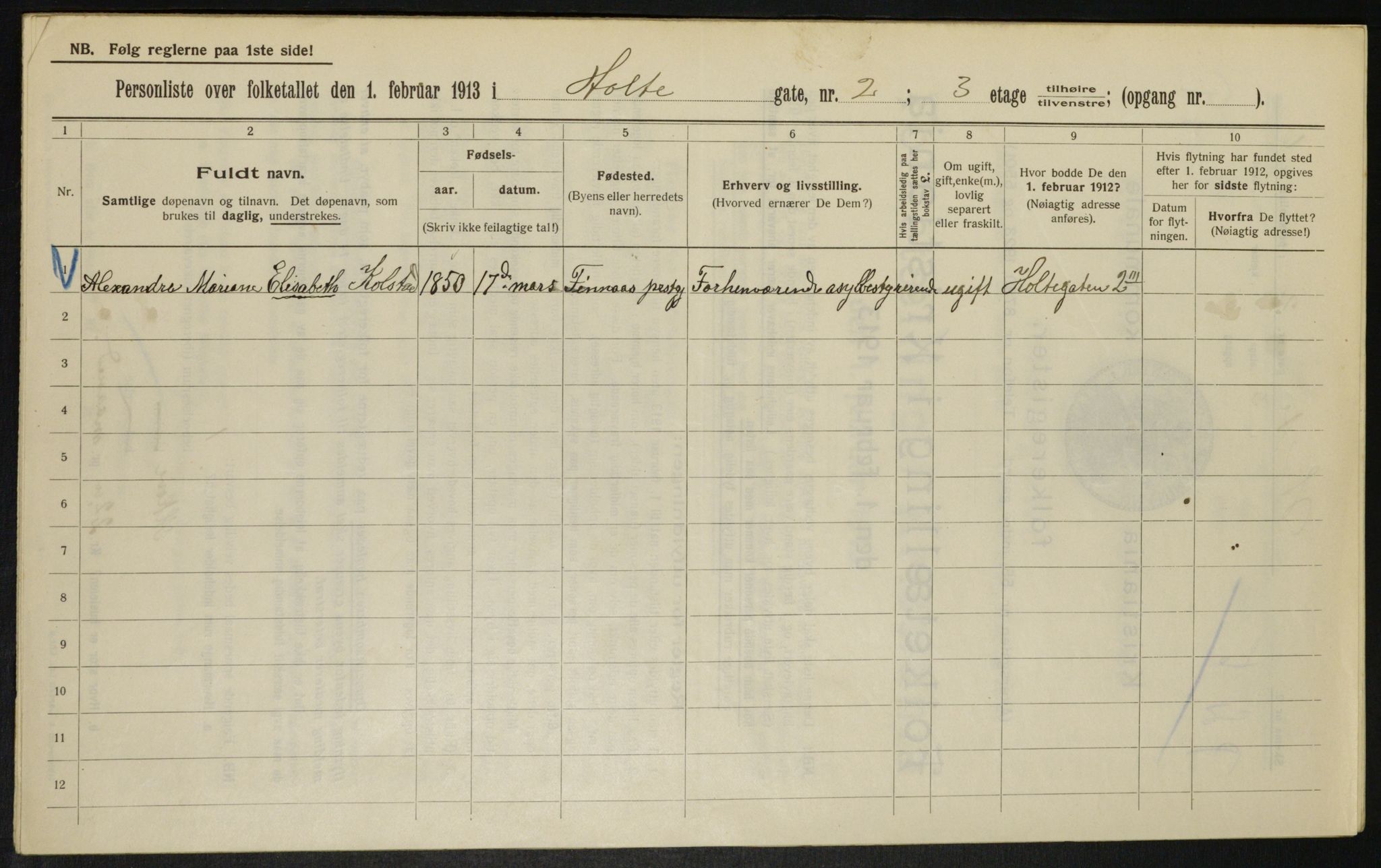 OBA, Municipal Census 1913 for Kristiania, 1913, p. 40951