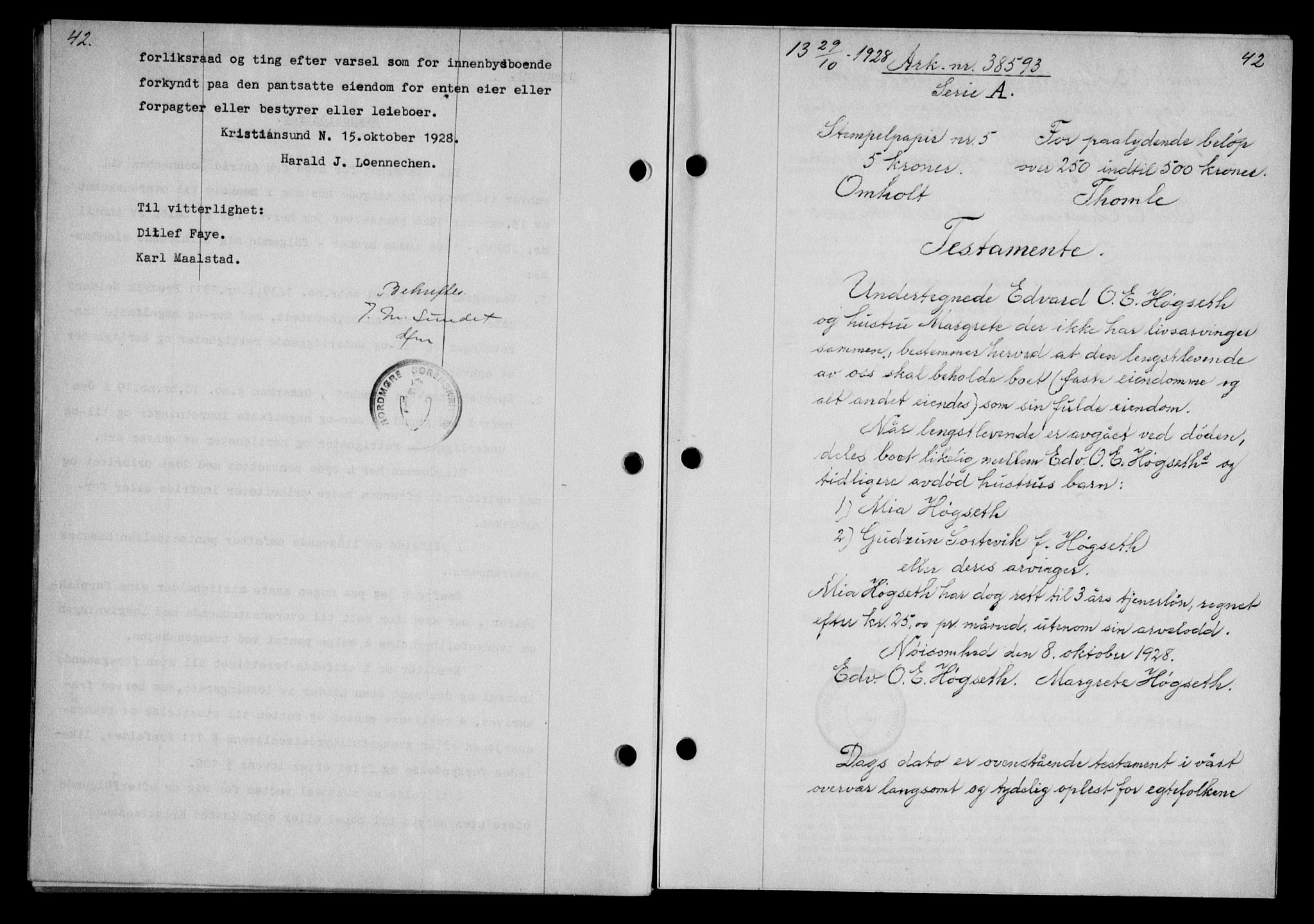 Nordmøre sorenskriveri, AV/SAT-A-4132/1/2/2Ca/L0065: Mortgage book no. 55, 1928-1929, Deed date: 29.10.1928