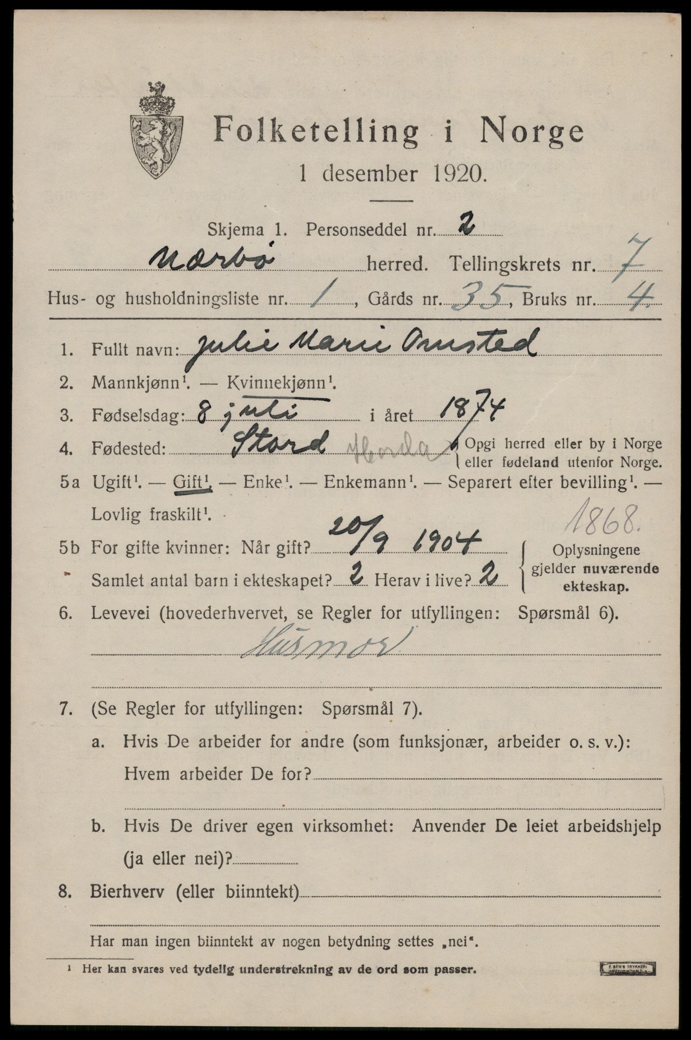 SAST, 1920 census for Nærbø, 1920, p. 4521