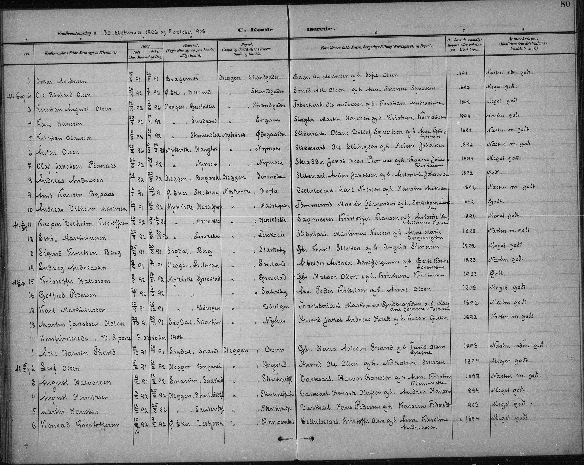 Modum kirkebøker, AV/SAKO-A-234/F/Fa/L0017: Parish register (official) no. 17, 1900-1915, p. 80