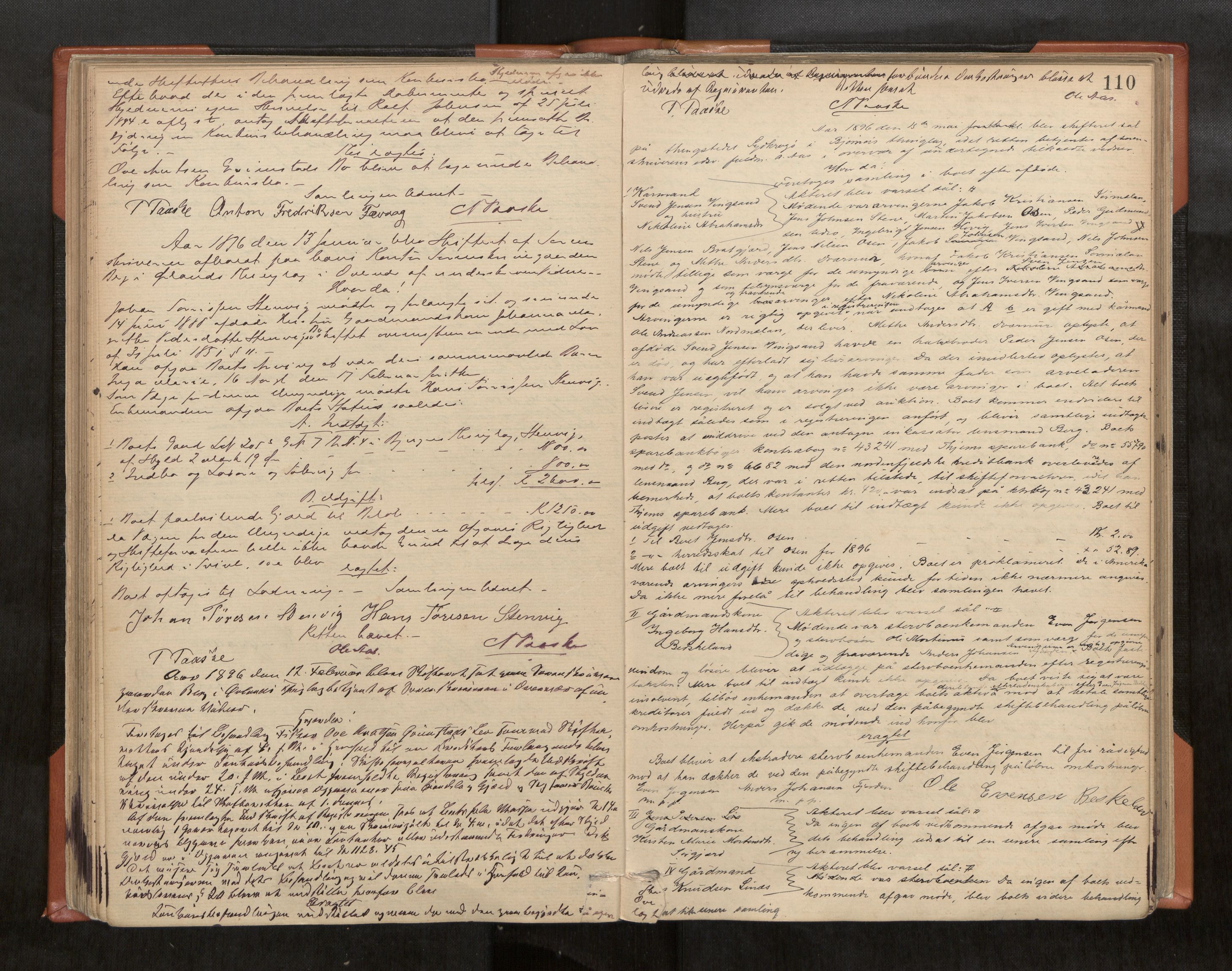 Fosen sorenskriveri, AV/SAT-A-1107/1/3/3B/L0006: Skiftebehandlingsprotokoll, 1890-1902, p. 110