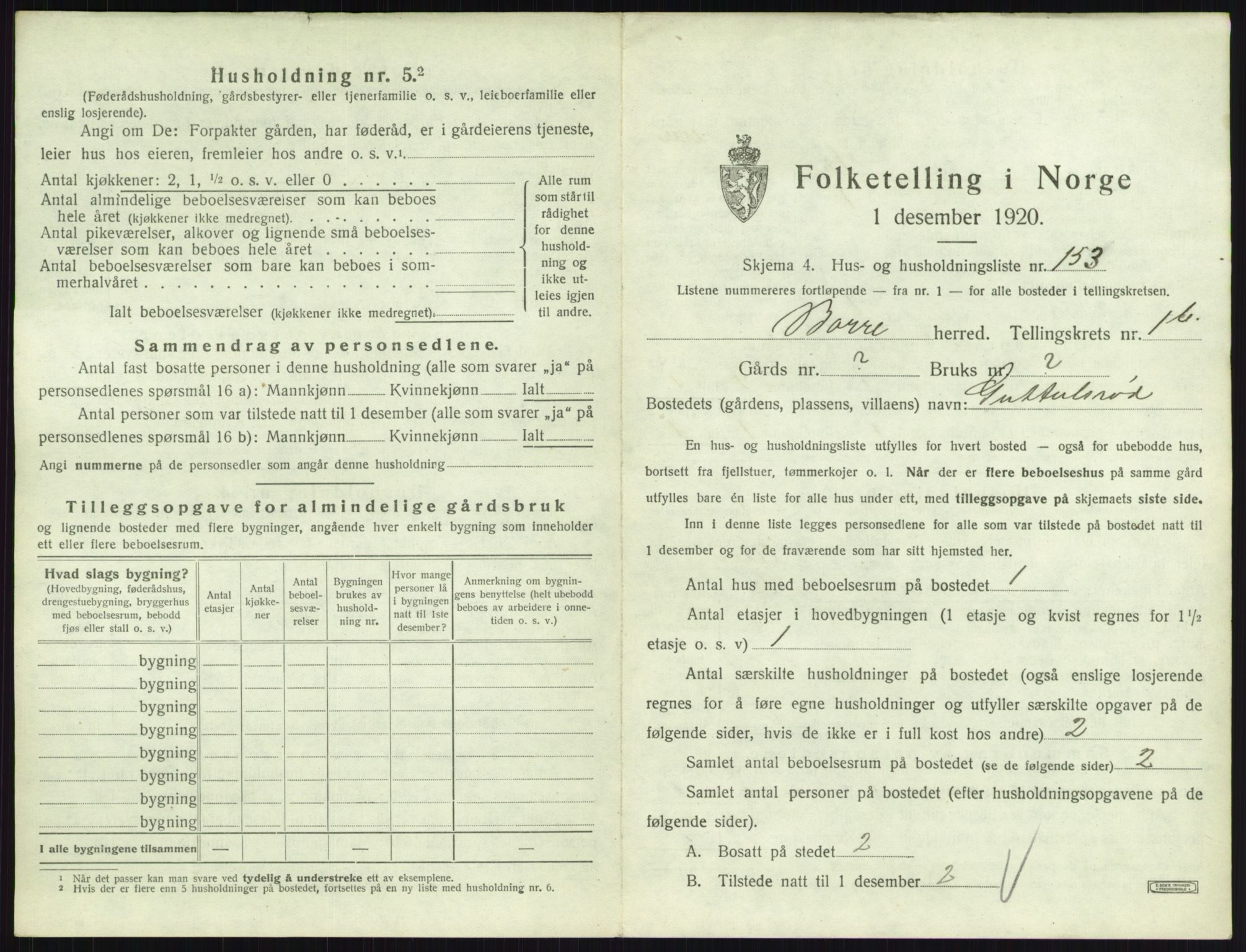 SAKO, 1920 census for Borre, 1920, p. 467