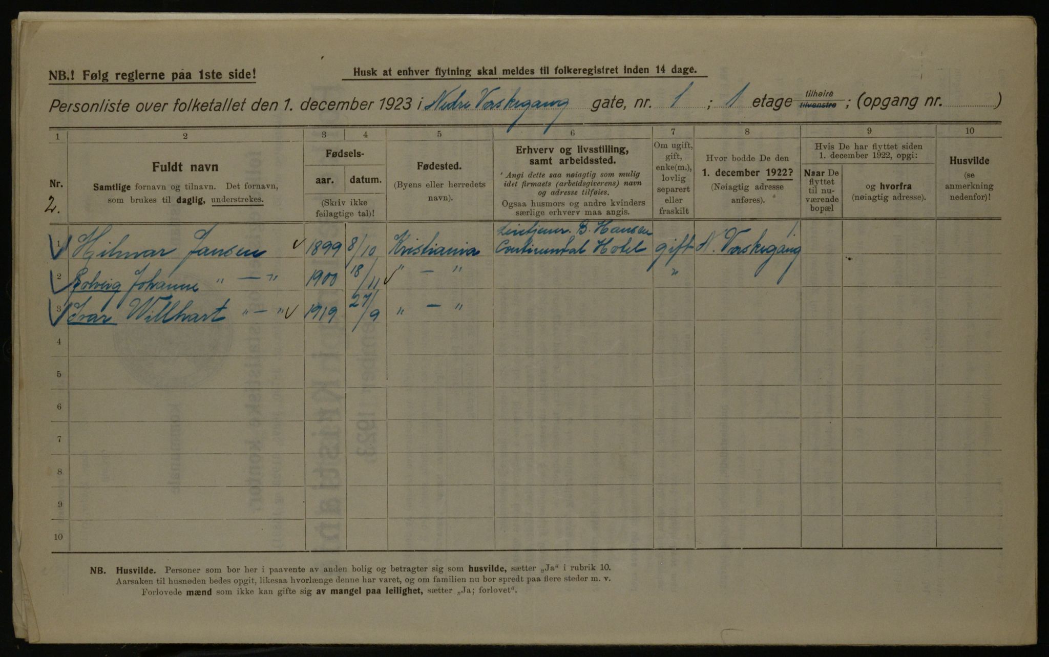 OBA, Municipal Census 1923 for Kristiania, 1923, p. 76539