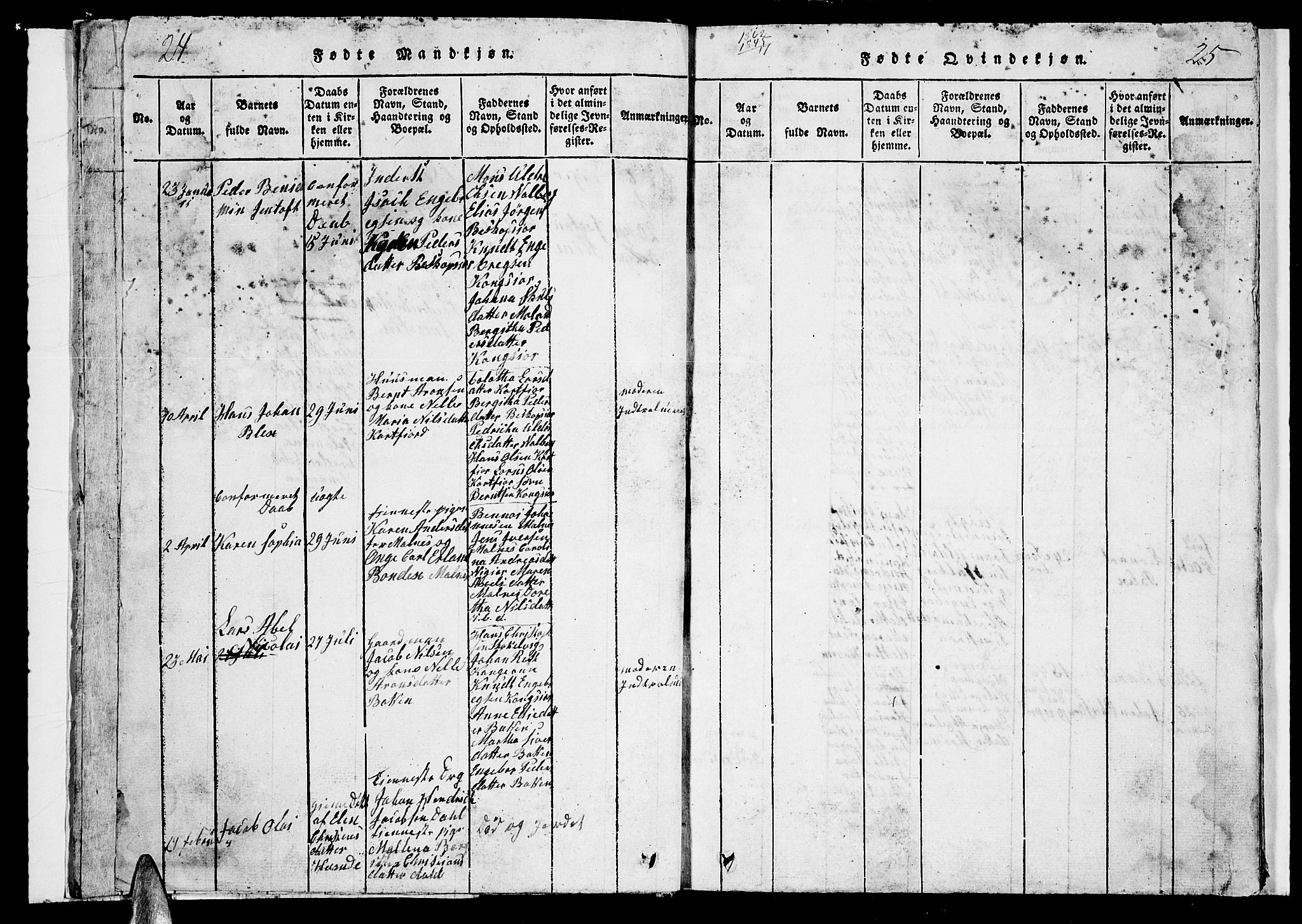 Ministerialprotokoller, klokkerbøker og fødselsregistre - Nordland, AV/SAT-A-1459/884/L1195: Parish register (copy) no. 884C01, 1837-1867, p. 24-25