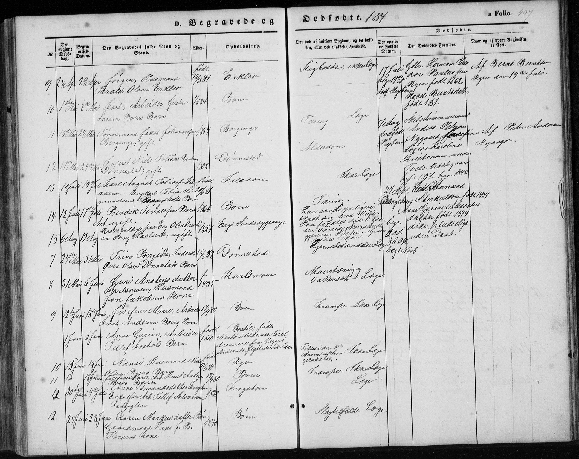 Tveit sokneprestkontor, AV/SAK-1111-0043/F/Fb/L0003: Parish register (copy) no. B 3, 1854-1886, p. 407