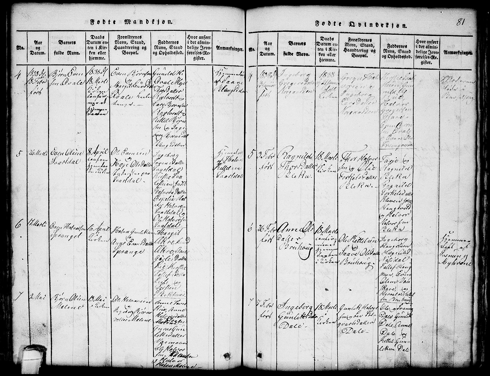 Seljord kirkebøker, SAKO/A-20/G/Gb/L0002: Parish register (copy) no. II 2, 1815-1854, p. 81