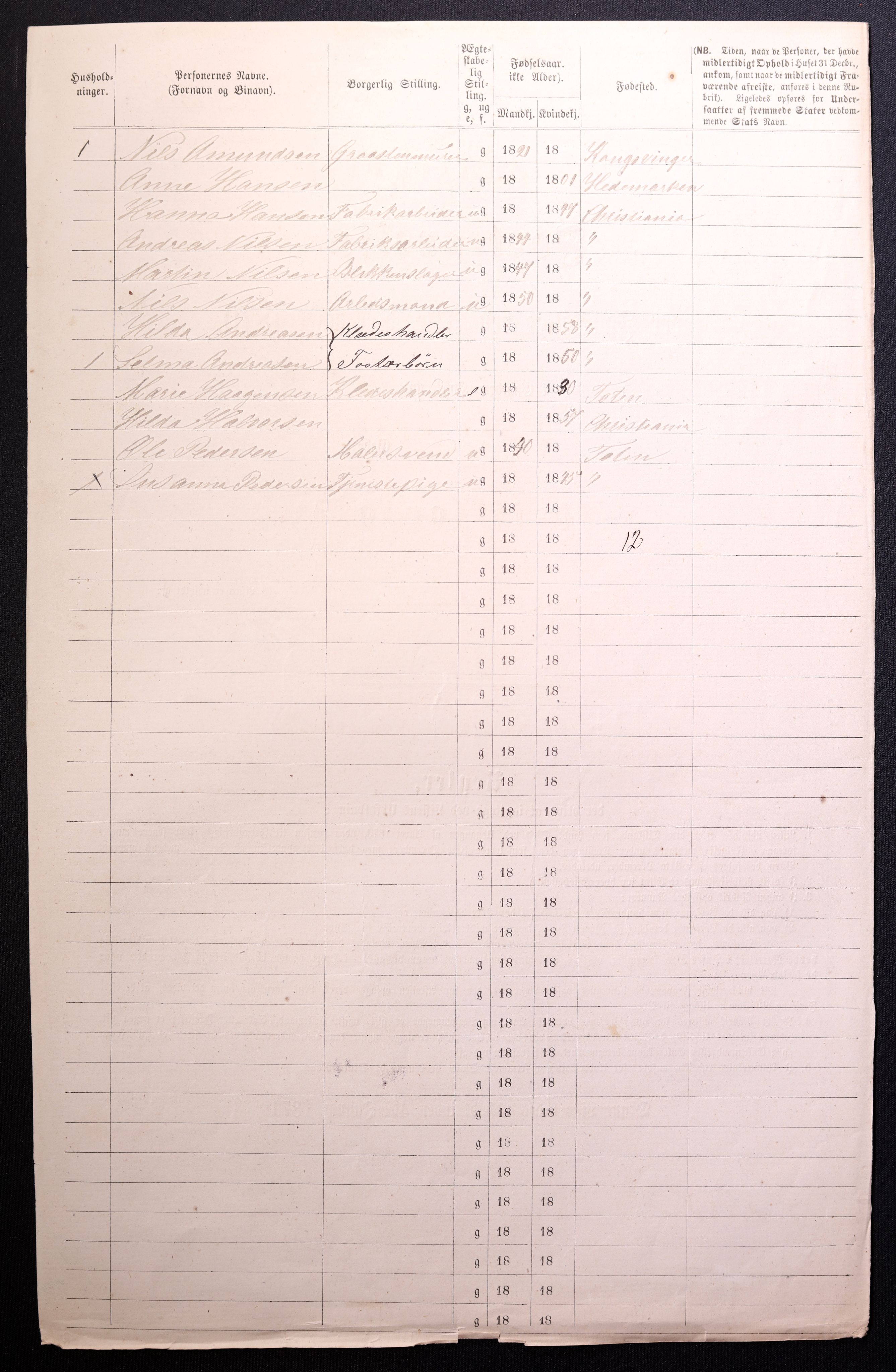 RA, 1870 census for 0301 Kristiania, 1870, p. 4201