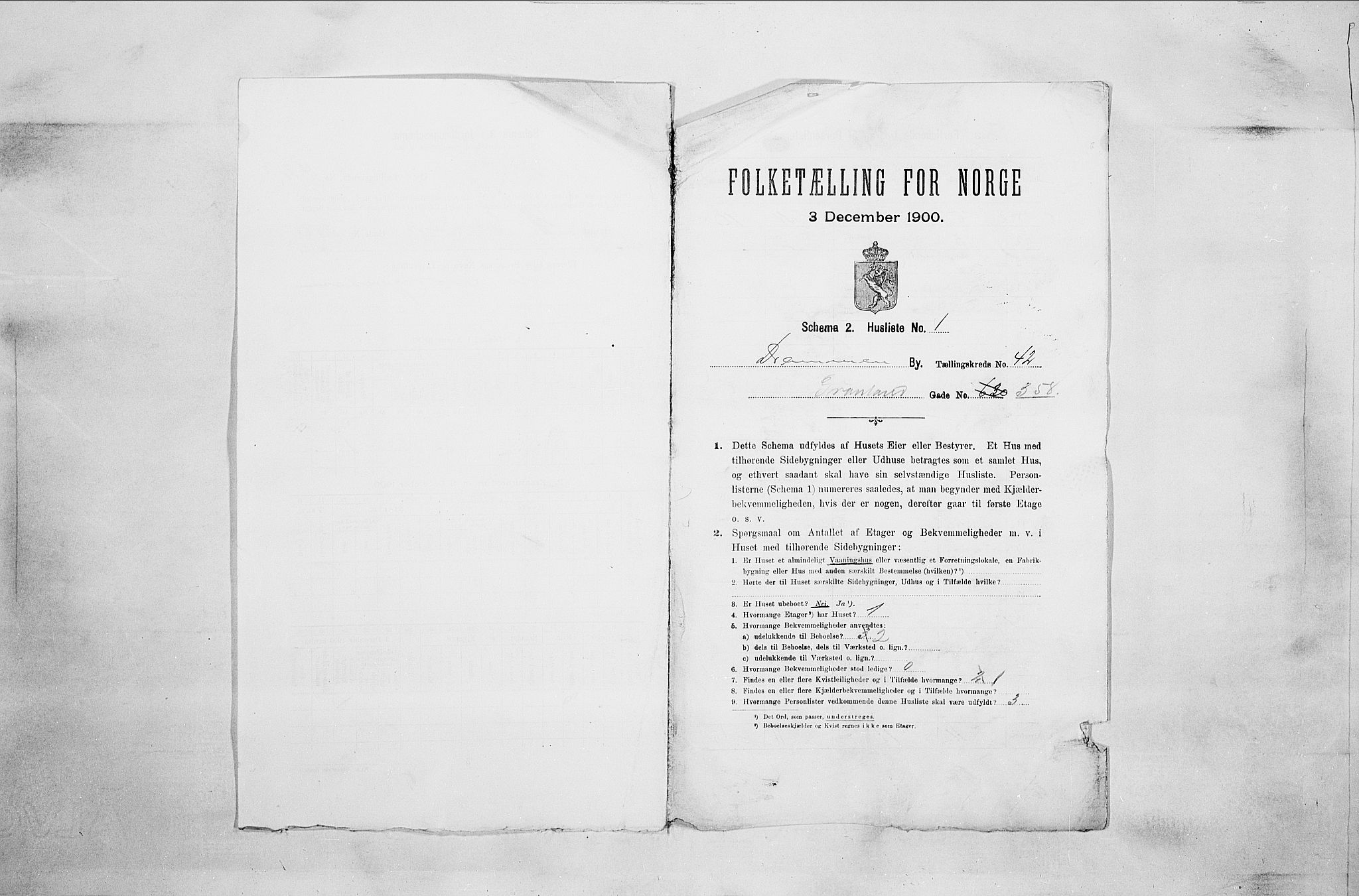 RA, 1900 census for Drammen, 1900, p. 6977