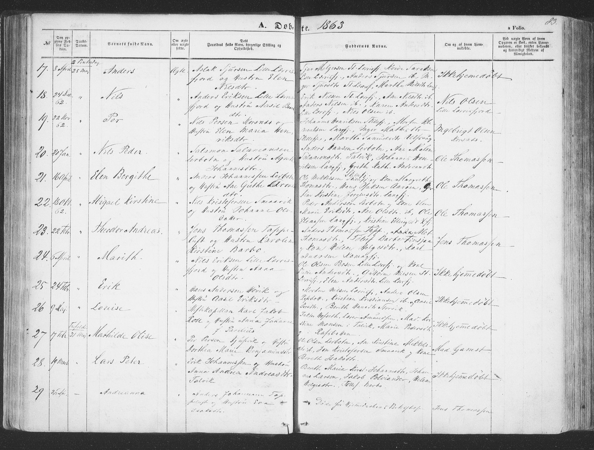Talvik sokneprestkontor, SATØ/S-1337/H/Ha/L0010kirke: Parish register (official) no. 10, 1852-1864, p. 83