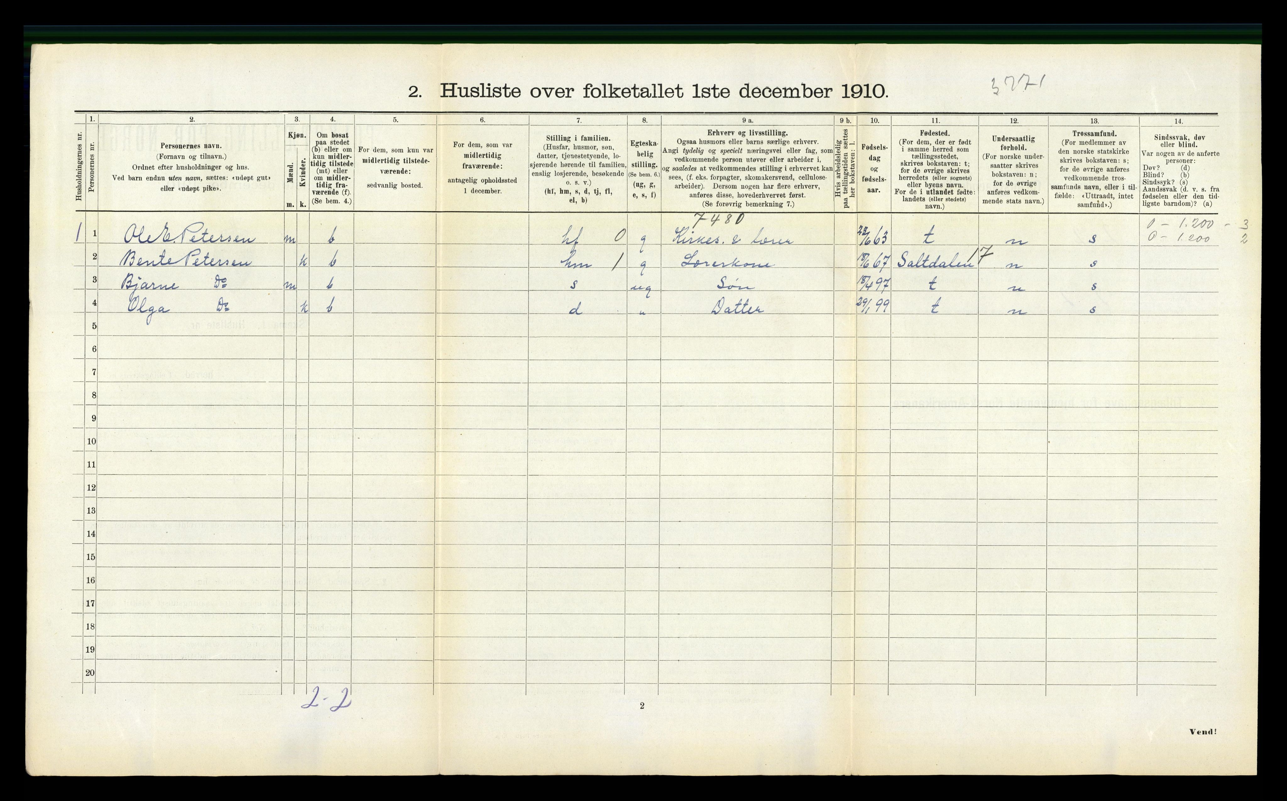 RA, 1910 census for Giske, 1910, p. 278