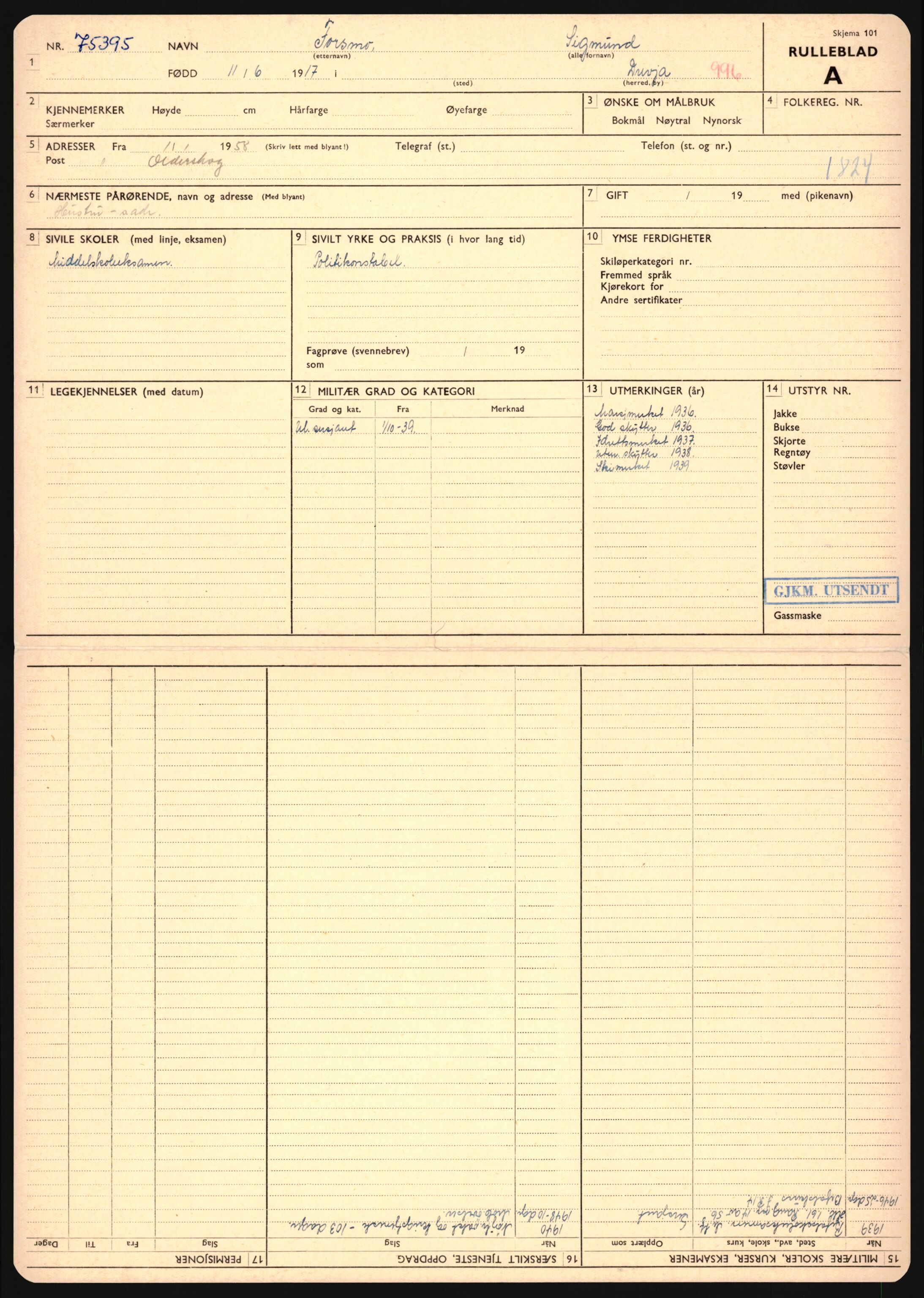 Forsvaret, Sør-Hålogaland landforsvar, AV/RA-RAFA-2552/P/Pa/L0303: Personellmapper for slettet personell, yrkesbefal og vernepliktig befal, født 1917-1920, 1936-1980, p. 53