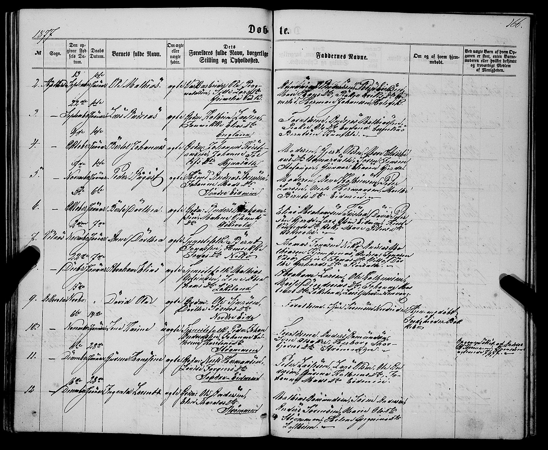 Askvoll sokneprestembete, SAB/A-79501/H/Haa/Haaa/L0012: Parish register (official) no. A 12, 1859-1878, p. 166