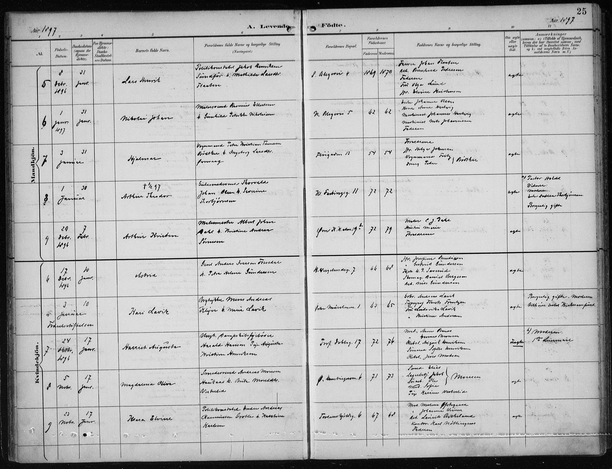 Korskirken sokneprestembete, AV/SAB-A-76101/H/Hab: Parish register (copy) no. B 10, 1896-1905, p. 25