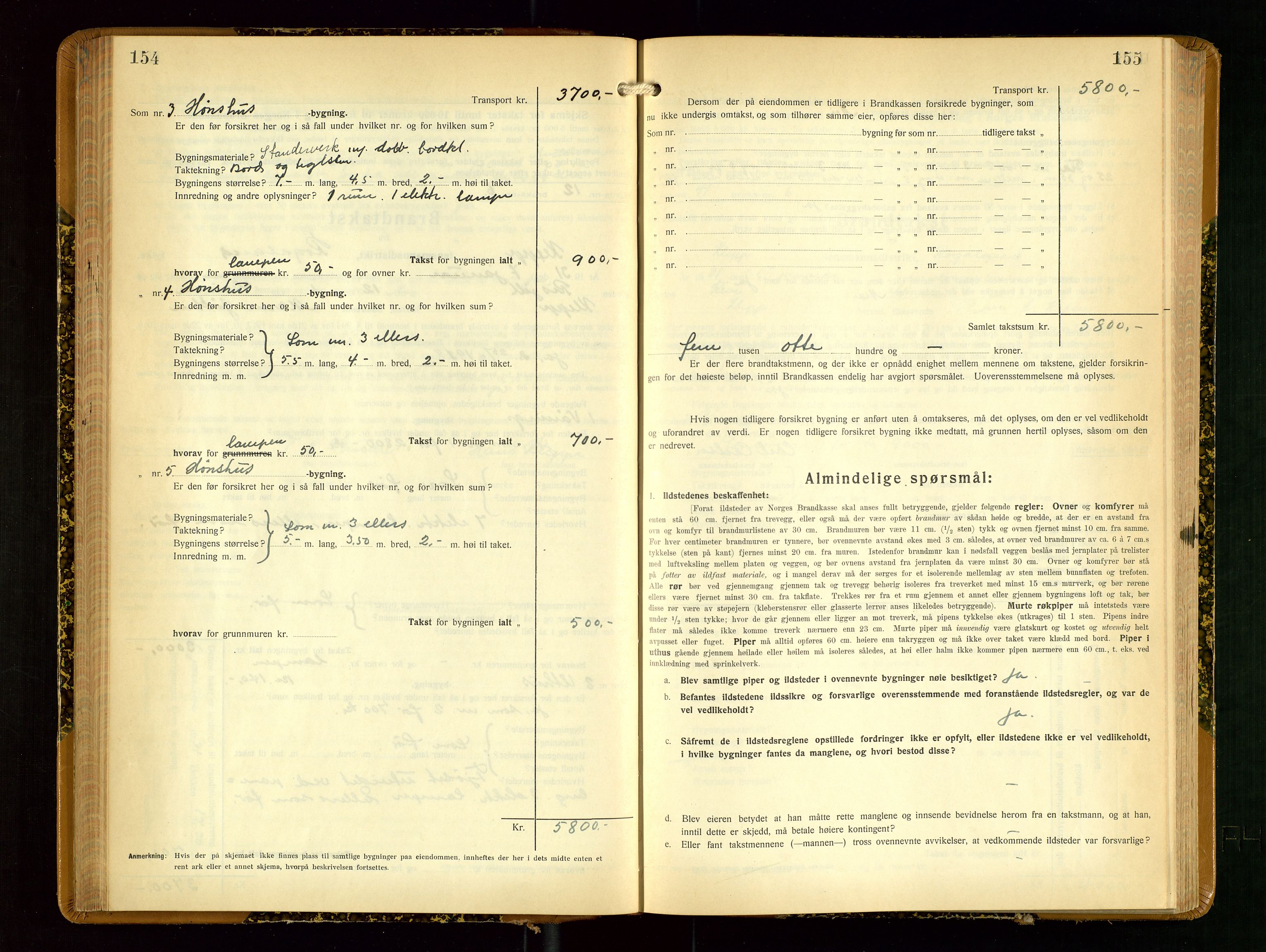 Klepp lensmannskontor, AV/SAST-A-100163/Goc/L0012: "Brandtakstprotokoll" m/register, 1929-1933, p. 154-155