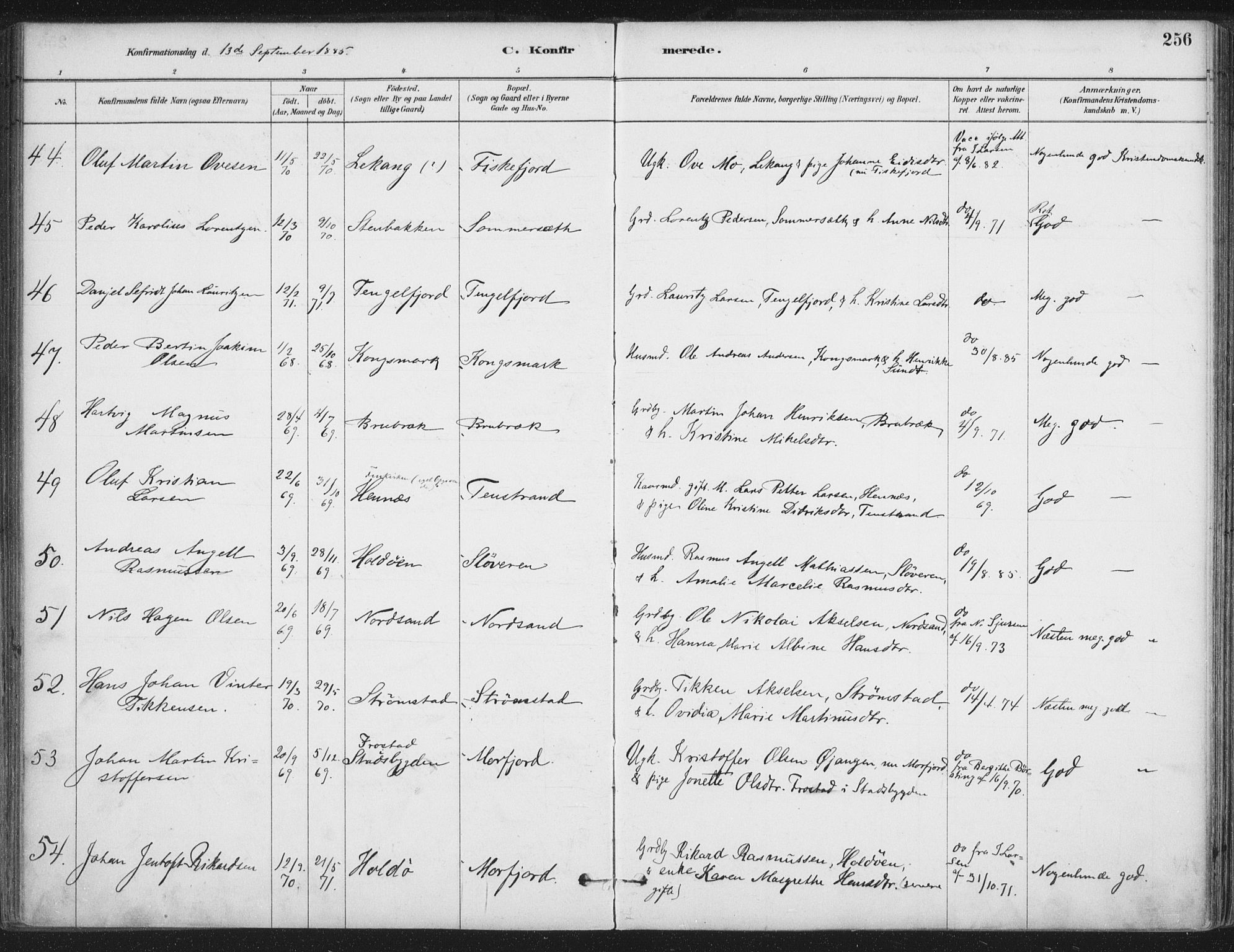 Ministerialprotokoller, klokkerbøker og fødselsregistre - Nordland, SAT/A-1459/888/L1244: Parish register (official) no. 888A10, 1880-1890, p. 256