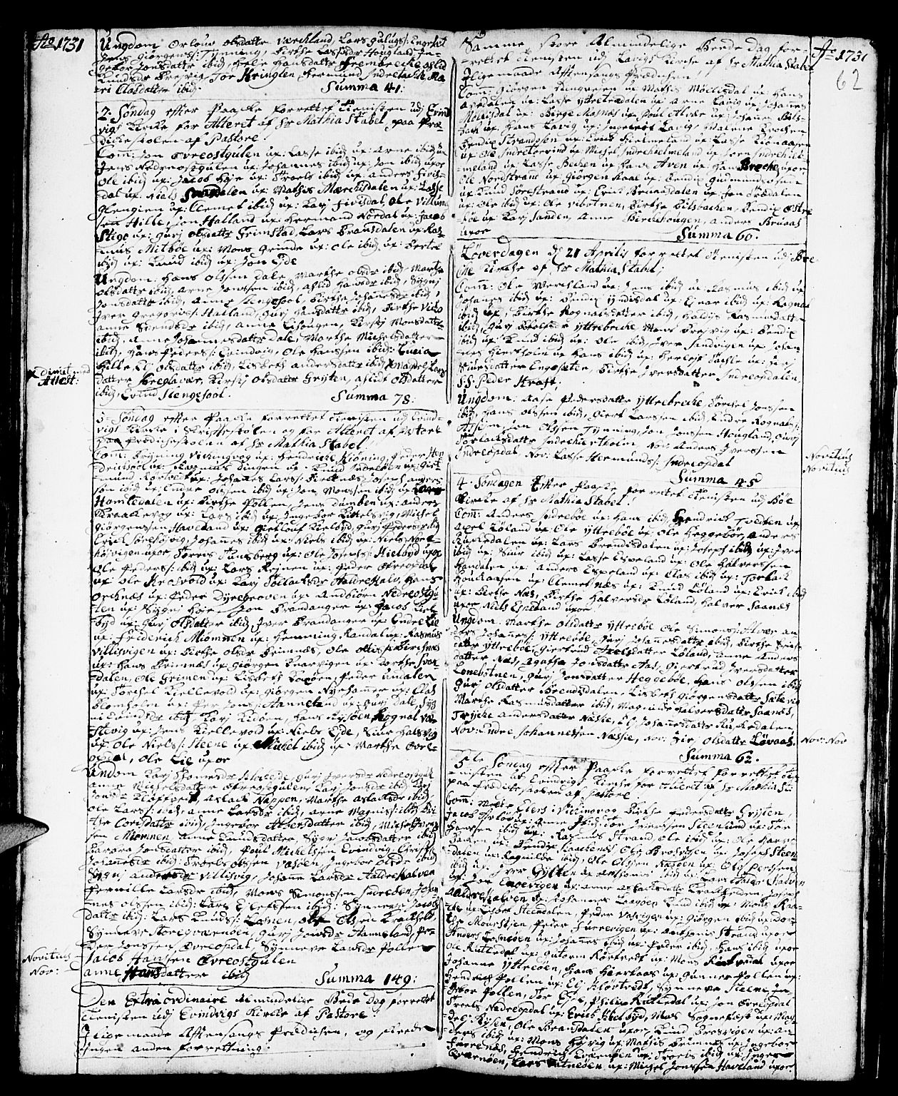 Gulen sokneprestembete, AV/SAB-A-80201/H/Haa/Haaa/L0001: Parish register (official) no. A 1, 1680-1735, p. 62