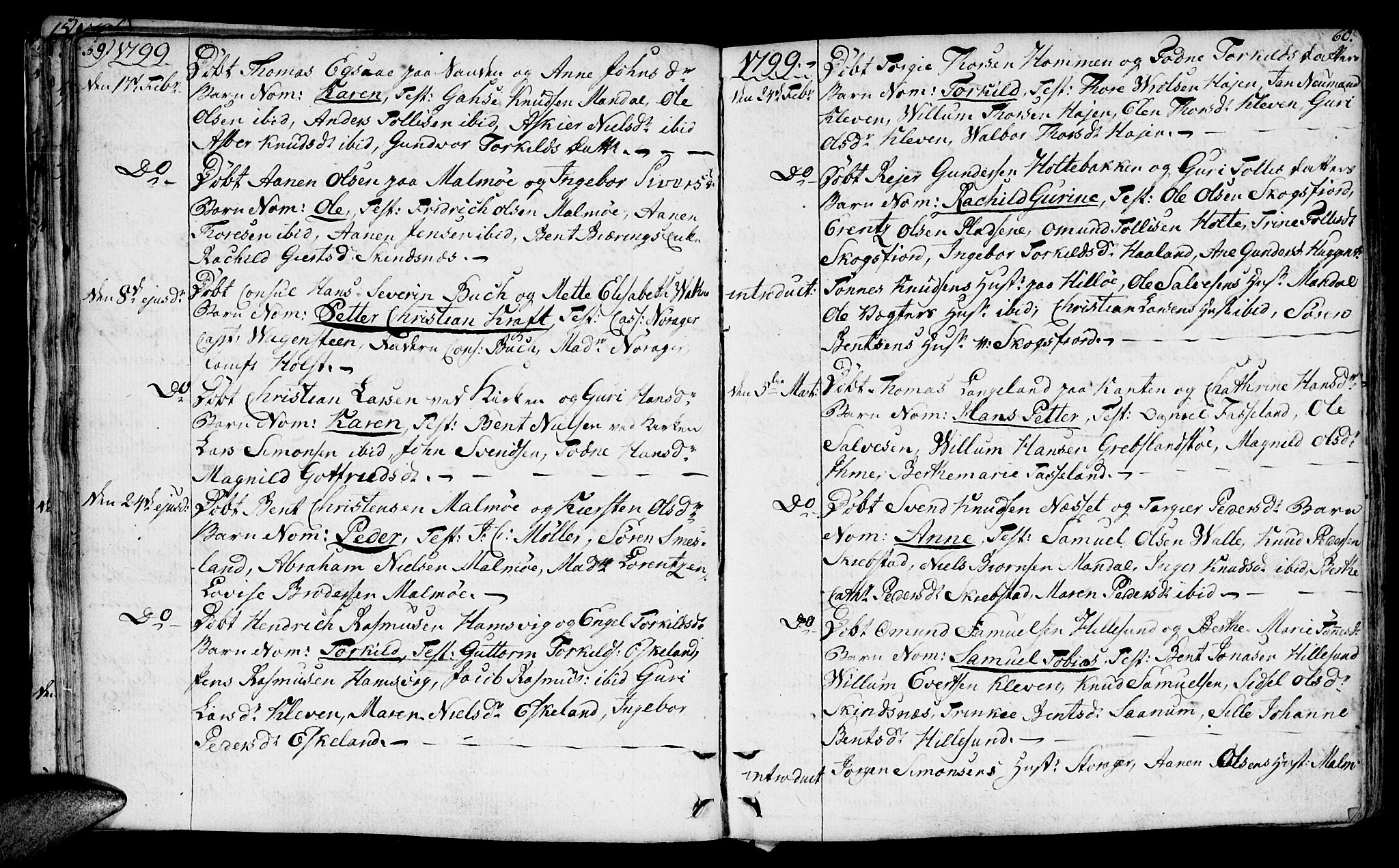 Mandal sokneprestkontor, SAK/1111-0030/F/Fa/Faa/L0008: Parish register (official) no. A 8, 1794-1817, p. 59-60