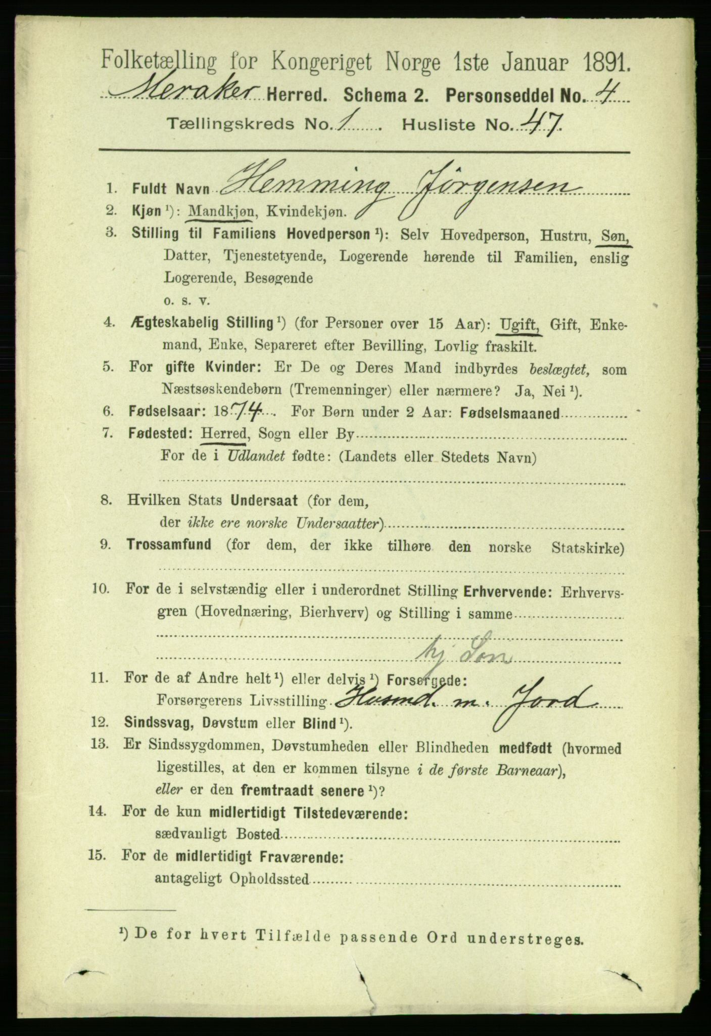 RA, 1891 census for 1711 Meråker, 1891, p. 443