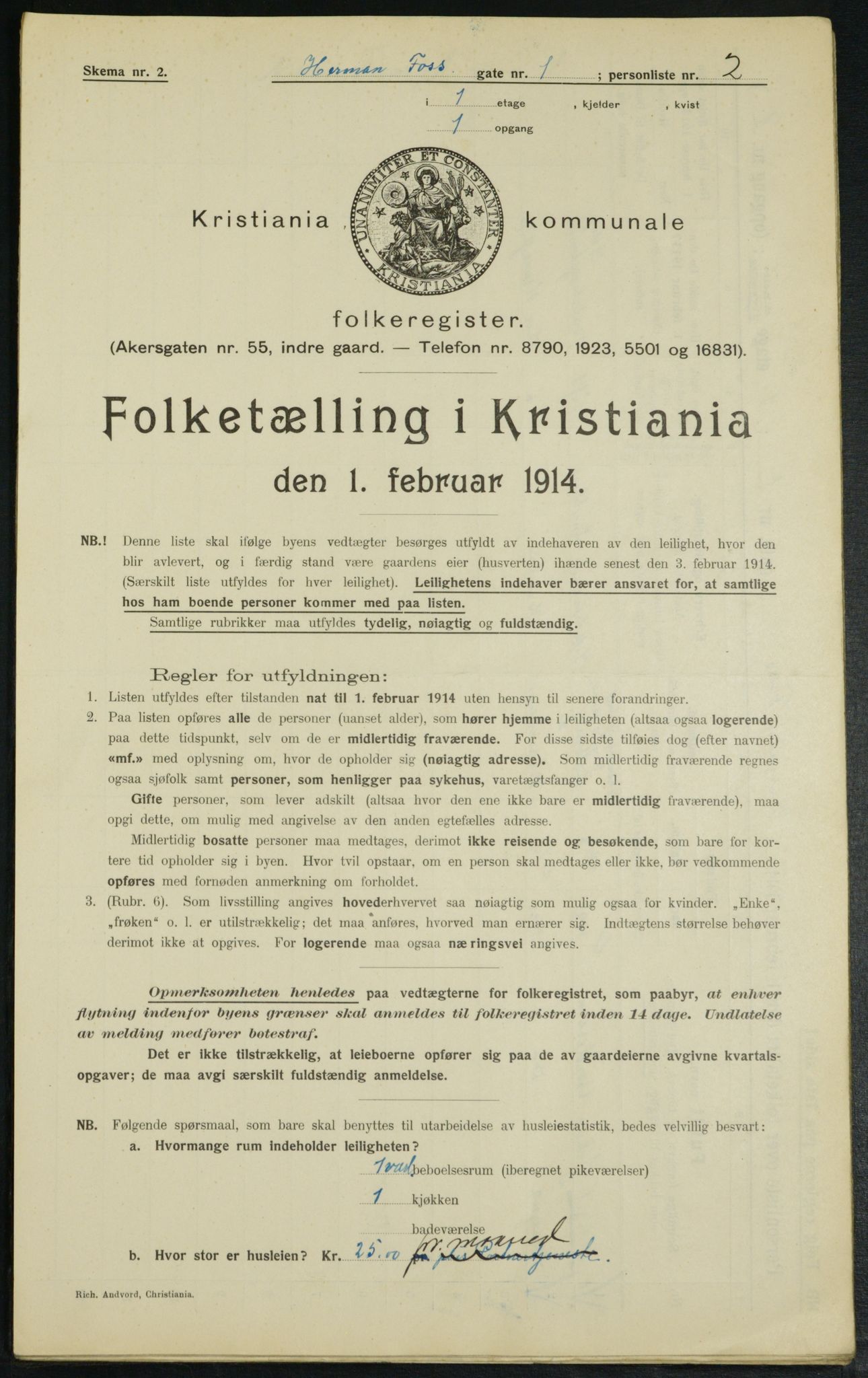 OBA, Municipal Census 1914 for Kristiania, 1914, p. 38599