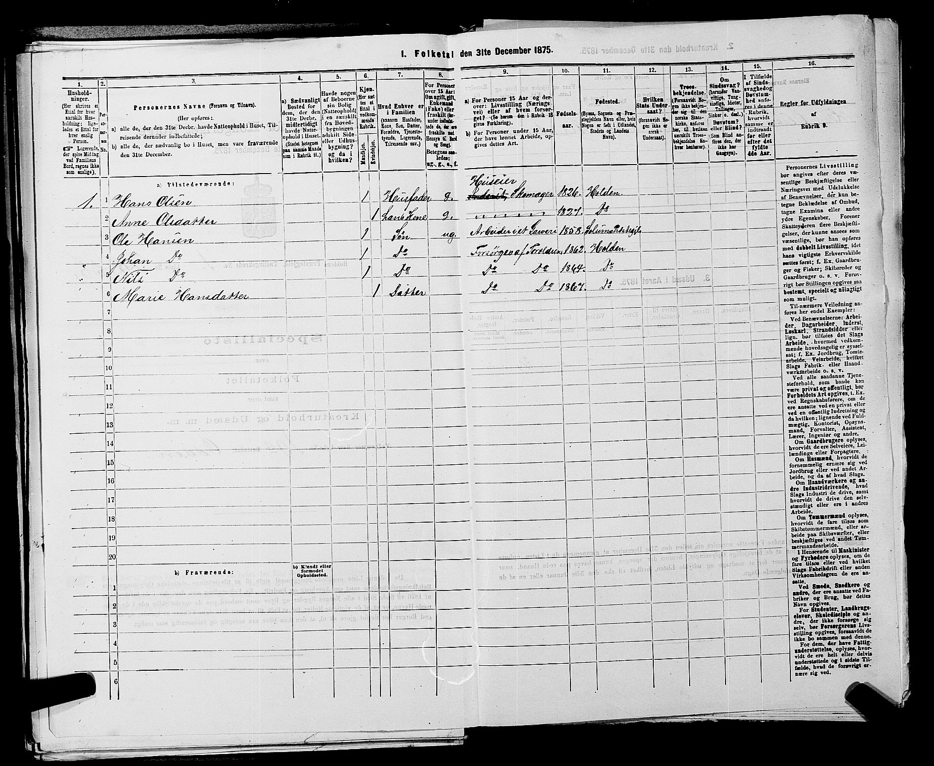 SAKO, 1875 census for 0819P Holla, 1875, p. 124