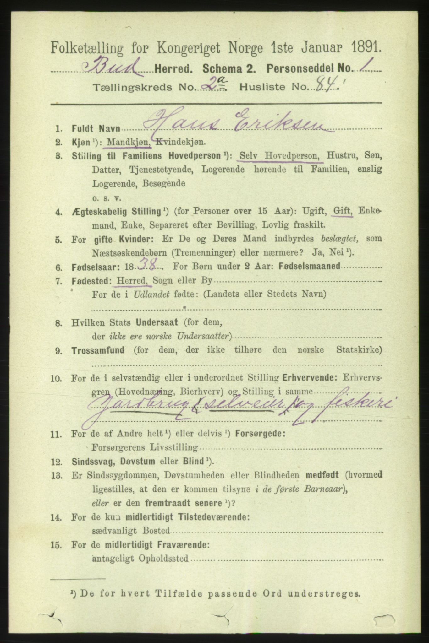 RA, 1891 census for 1549 Bud, 1891, p. 1186