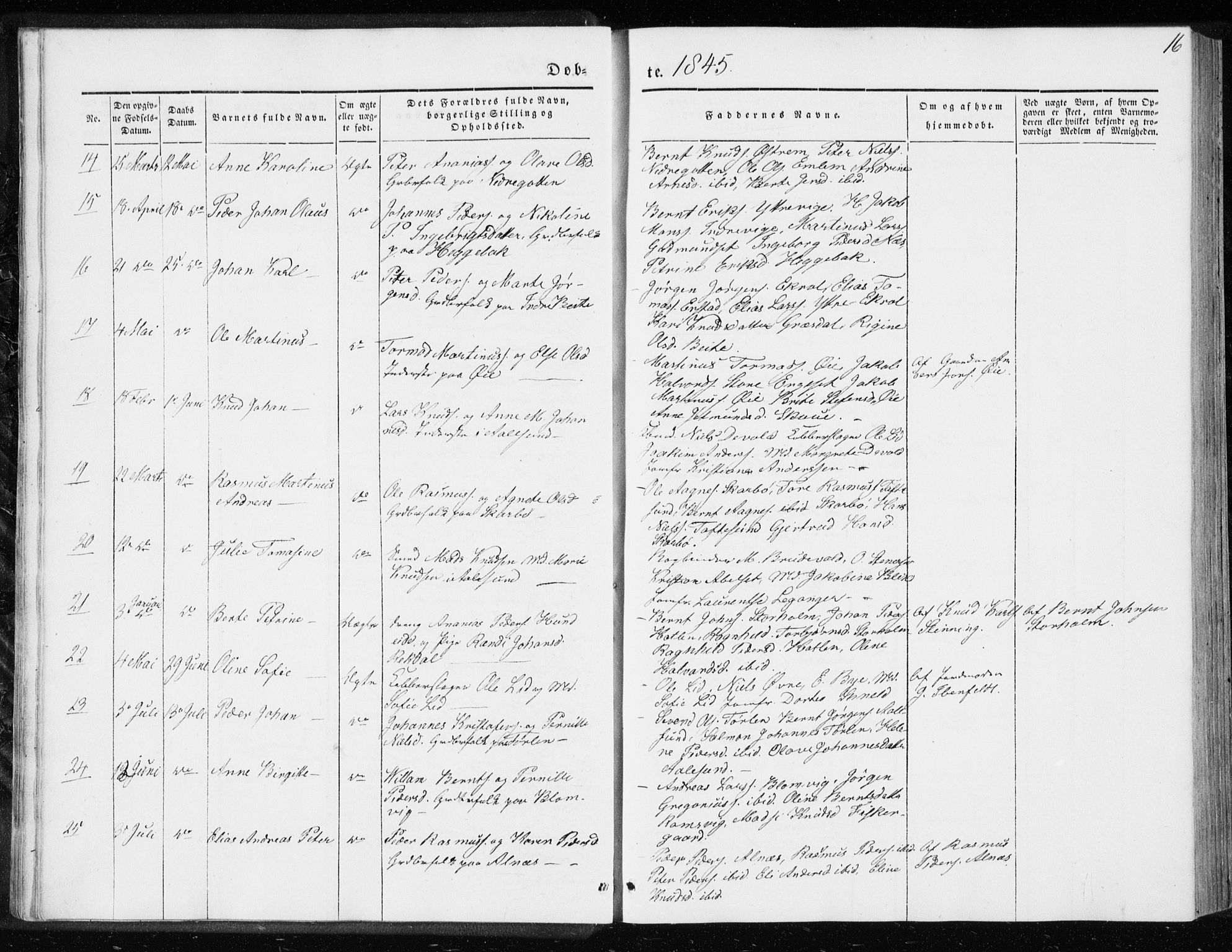 Ministerialprotokoller, klokkerbøker og fødselsregistre - Møre og Romsdal, AV/SAT-A-1454/528/L0415: Curate's parish register no. 528B03, 1843-1852, p. 16