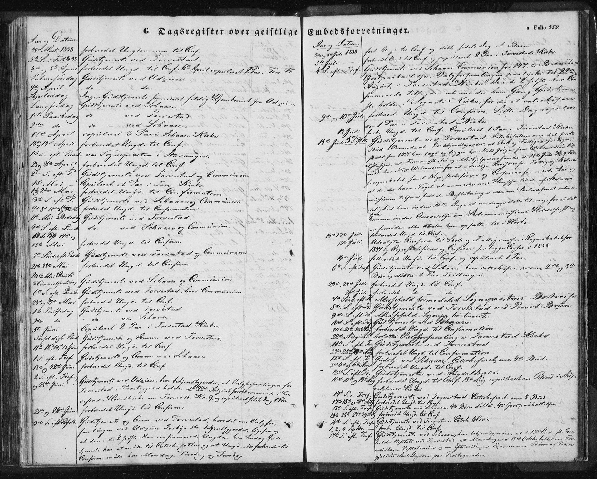 Torvastad sokneprestkontor, AV/SAST-A -101857/H/Ha/Haa/L0006: Parish register (official) no. A 6, 1836-1847, p. 354