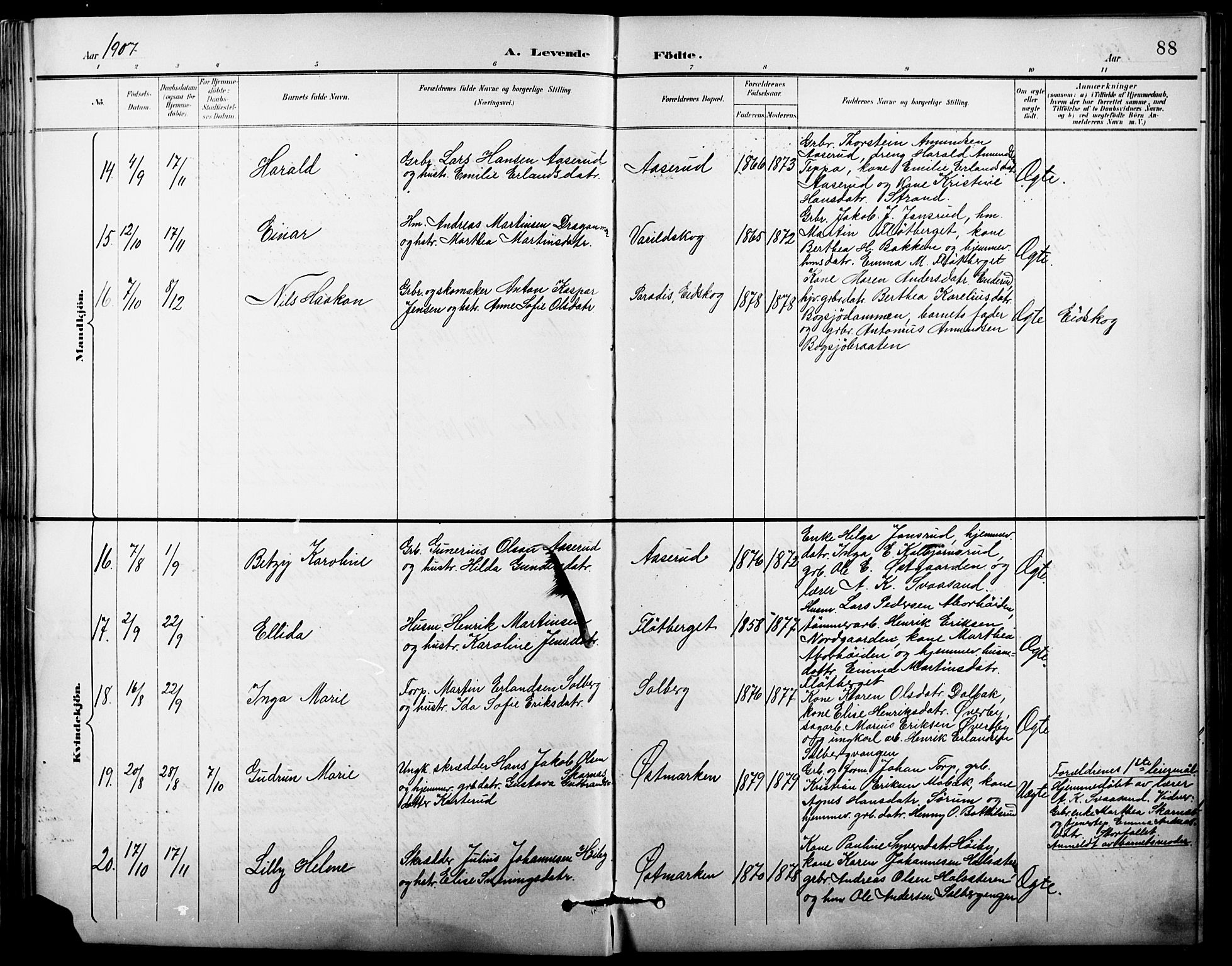 Vinger prestekontor, AV/SAH-PREST-024/H/Ha/Hab/L0004: Parish register (copy) no. 4, 1895-1920, p. 88