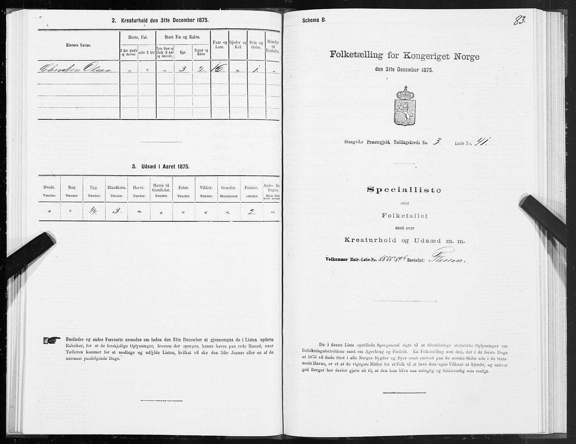 SAT, 1875 census for 1564P Stangvik, 1875, p. 2083