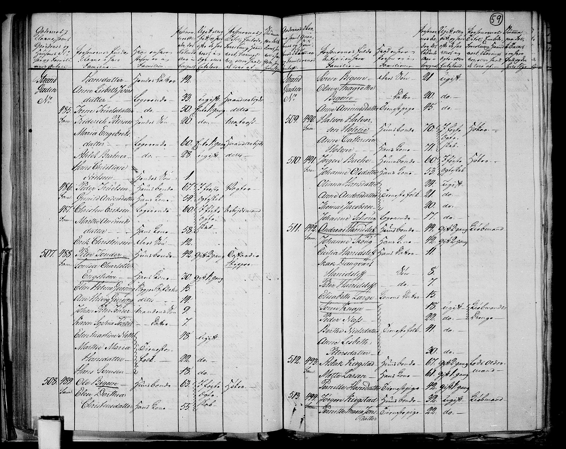 RA, 1801 census for 0101P Fredrikshald, 1801, p. 58b-59a