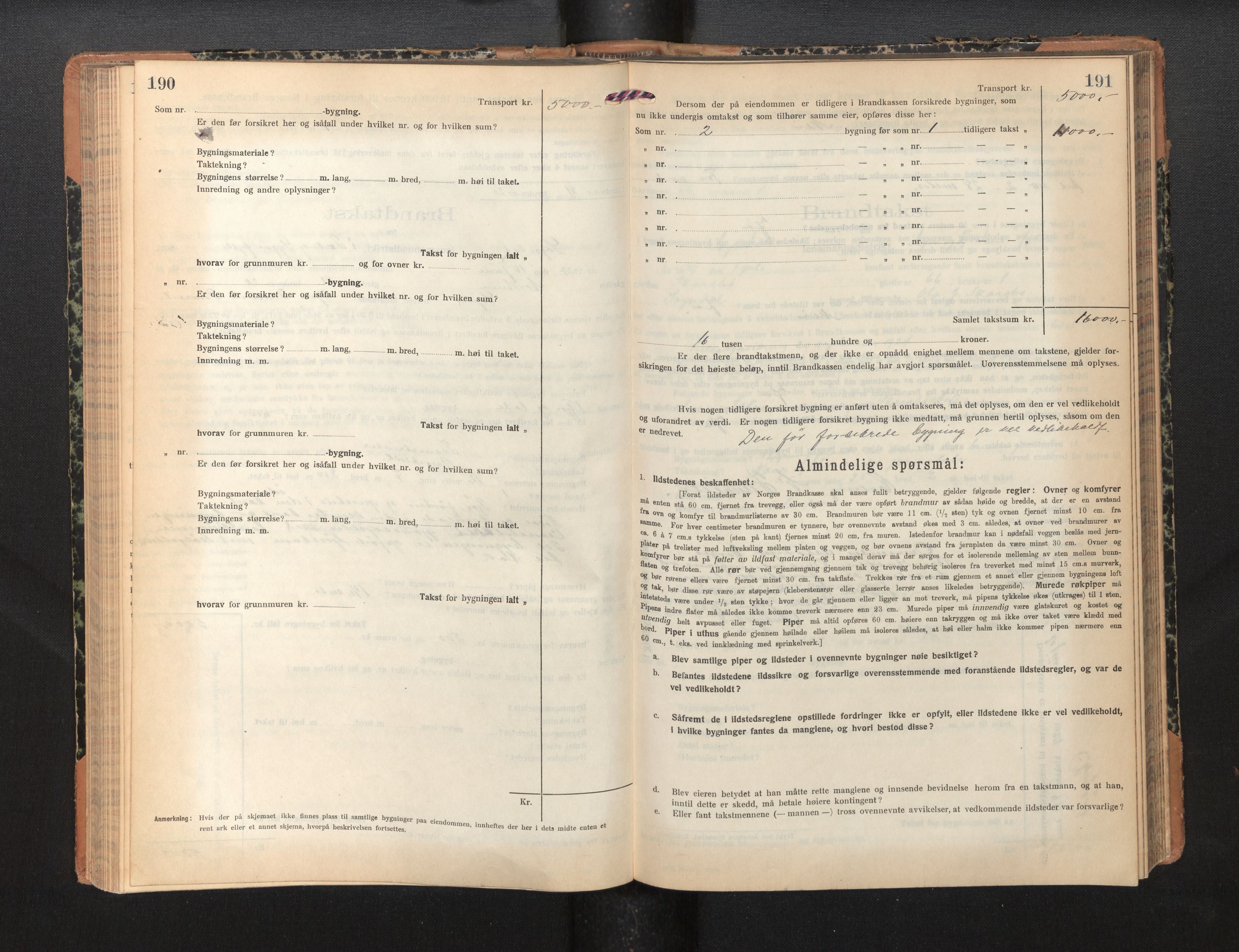 Lensmannen i Sogndal, AV/SAB-A-29901/0012/L0012: Branntakstprotokoll, skjematakst, 1922-1931, p. 190-191