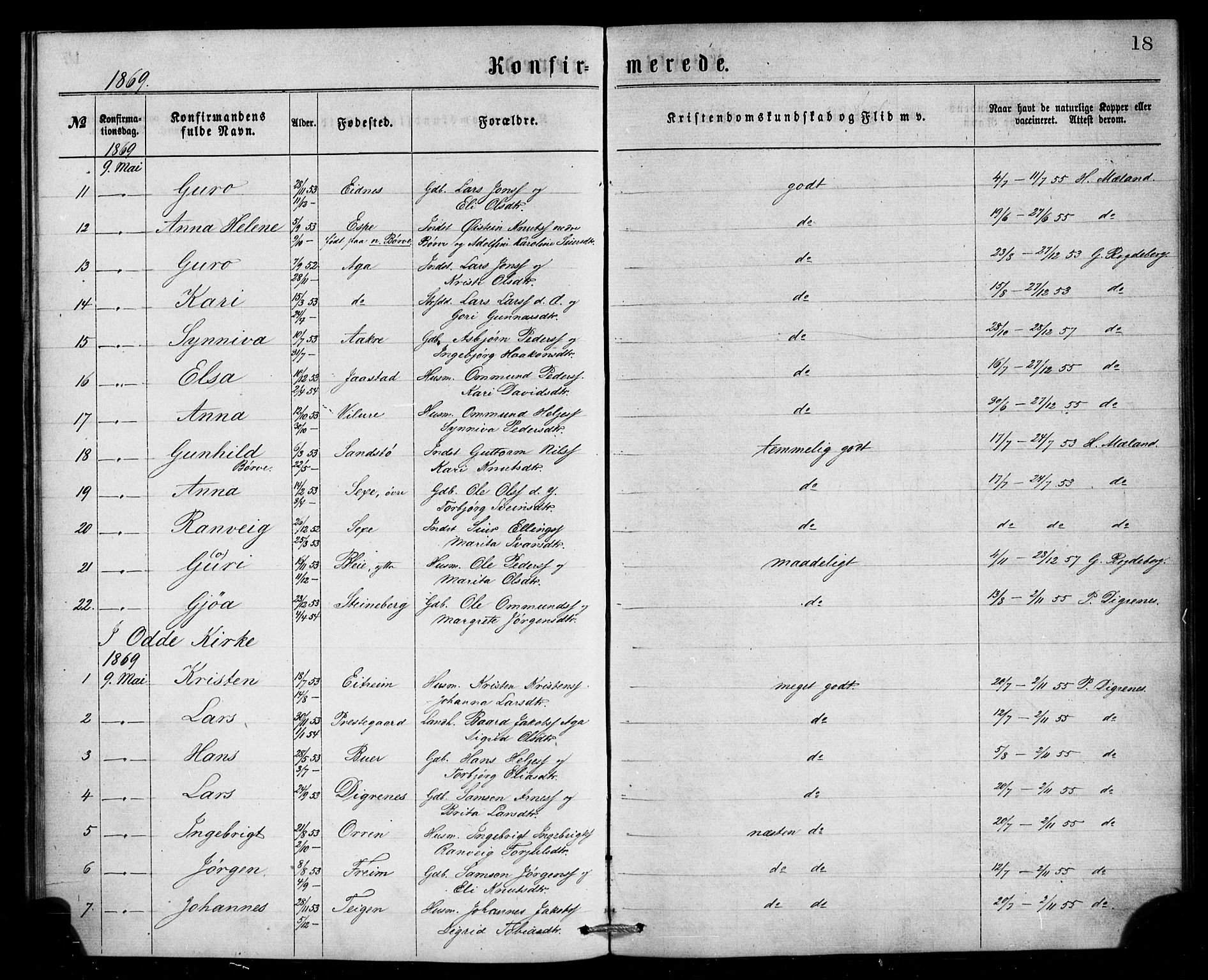 Ullensvang sokneprestembete, AV/SAB-A-78701/H/Haa: Parish register (official) no. A 13, 1867-1879, p. 18