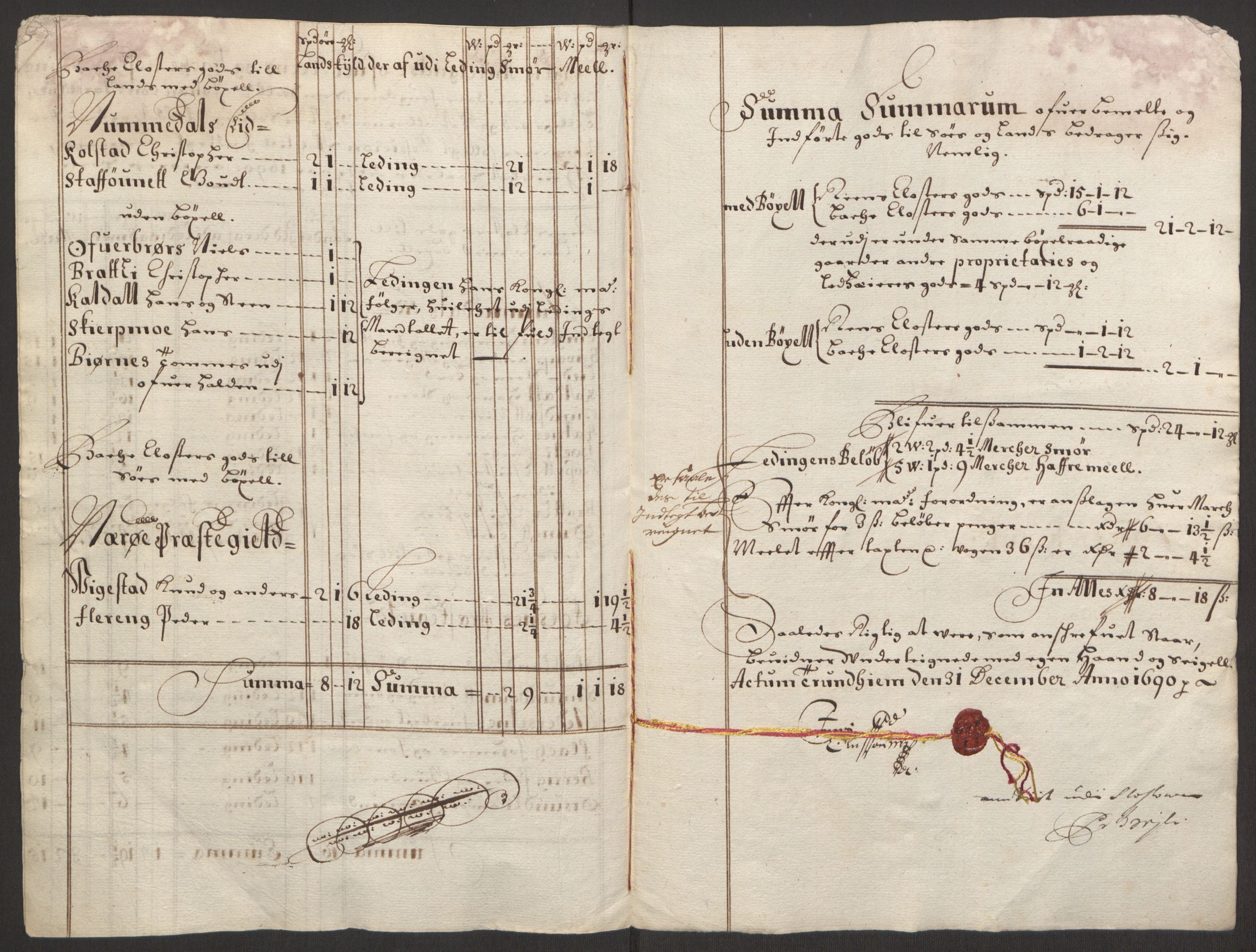 Rentekammeret inntil 1814, Reviderte regnskaper, Fogderegnskap, AV/RA-EA-4092/R64/L4423: Fogderegnskap Namdal, 1690-1691, p. 120