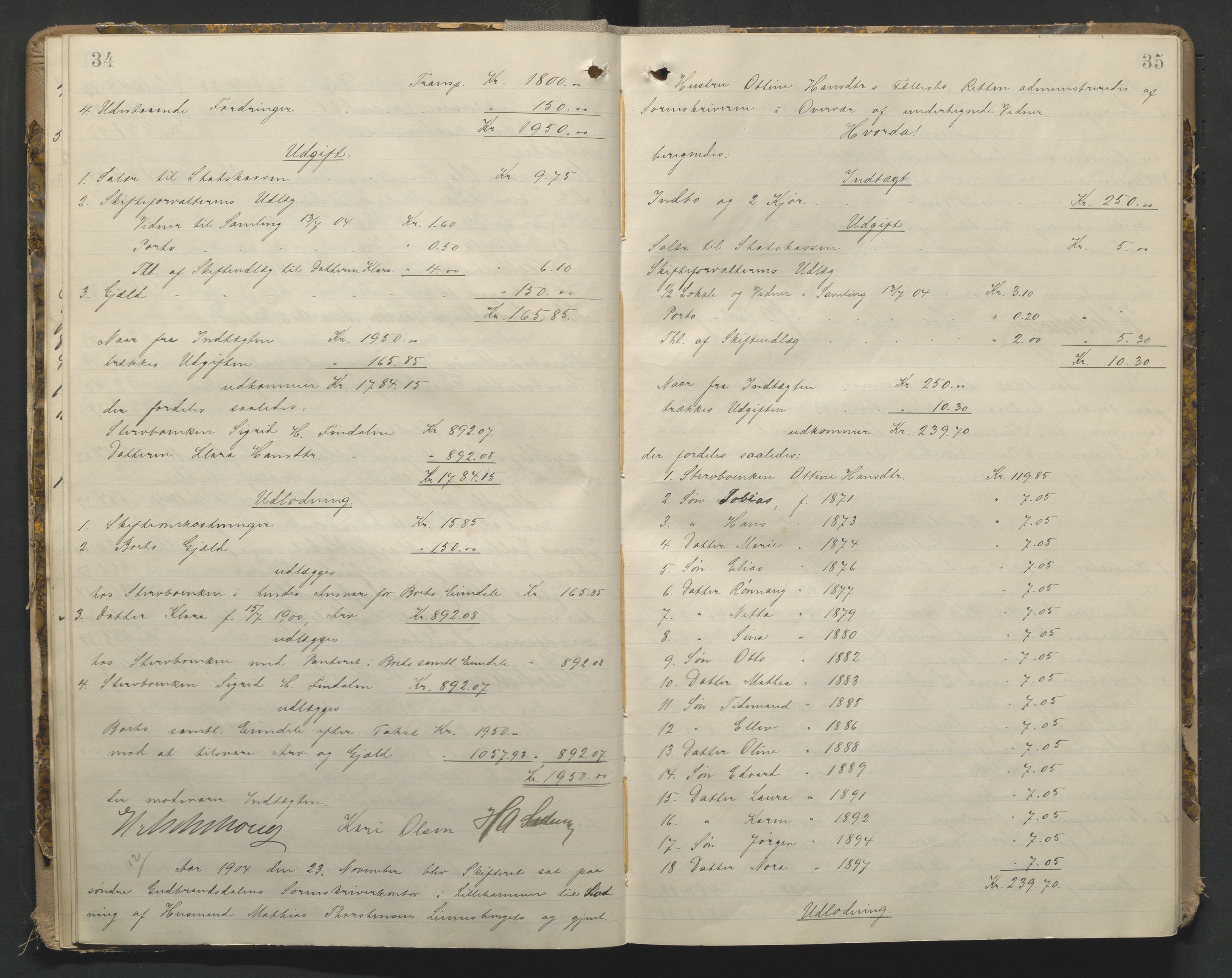 Sør-Gudbrandsdal tingrett, AV/SAH-TING-004/J/Ja/Jae/L0001: Skifteutlodningsprotokoll - landet, 1903-1912, p. 34-35