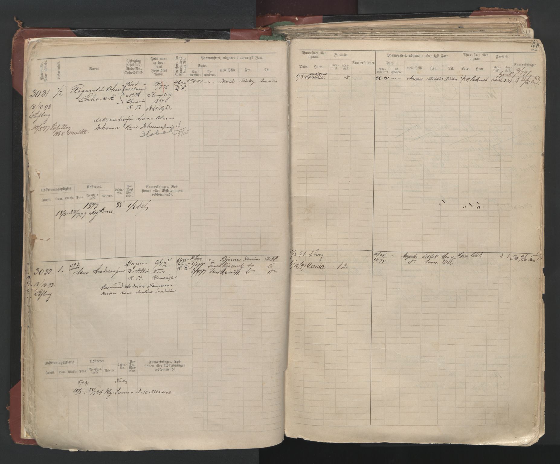 Oslo sjømannskontor, AV/SAO-A-10595/F/Fc/L0003: Hovedrulle, 1893, p. 21b-22a