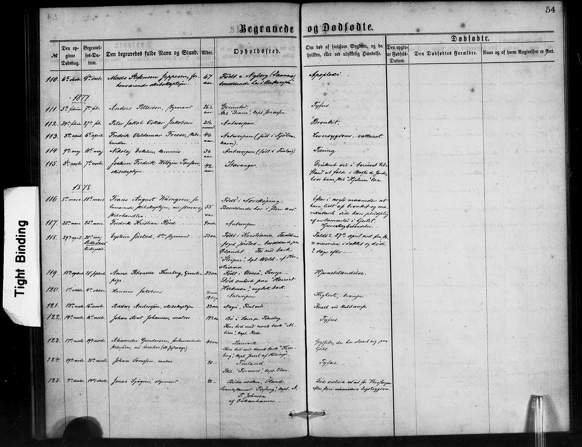 Den norske sjømannsmisjon i utlandet/Antwerpen, SAB/SAB/PA-0105/H/Ha/L0001: Parish register (official) no. A 1, 1865-1887, p. 54
