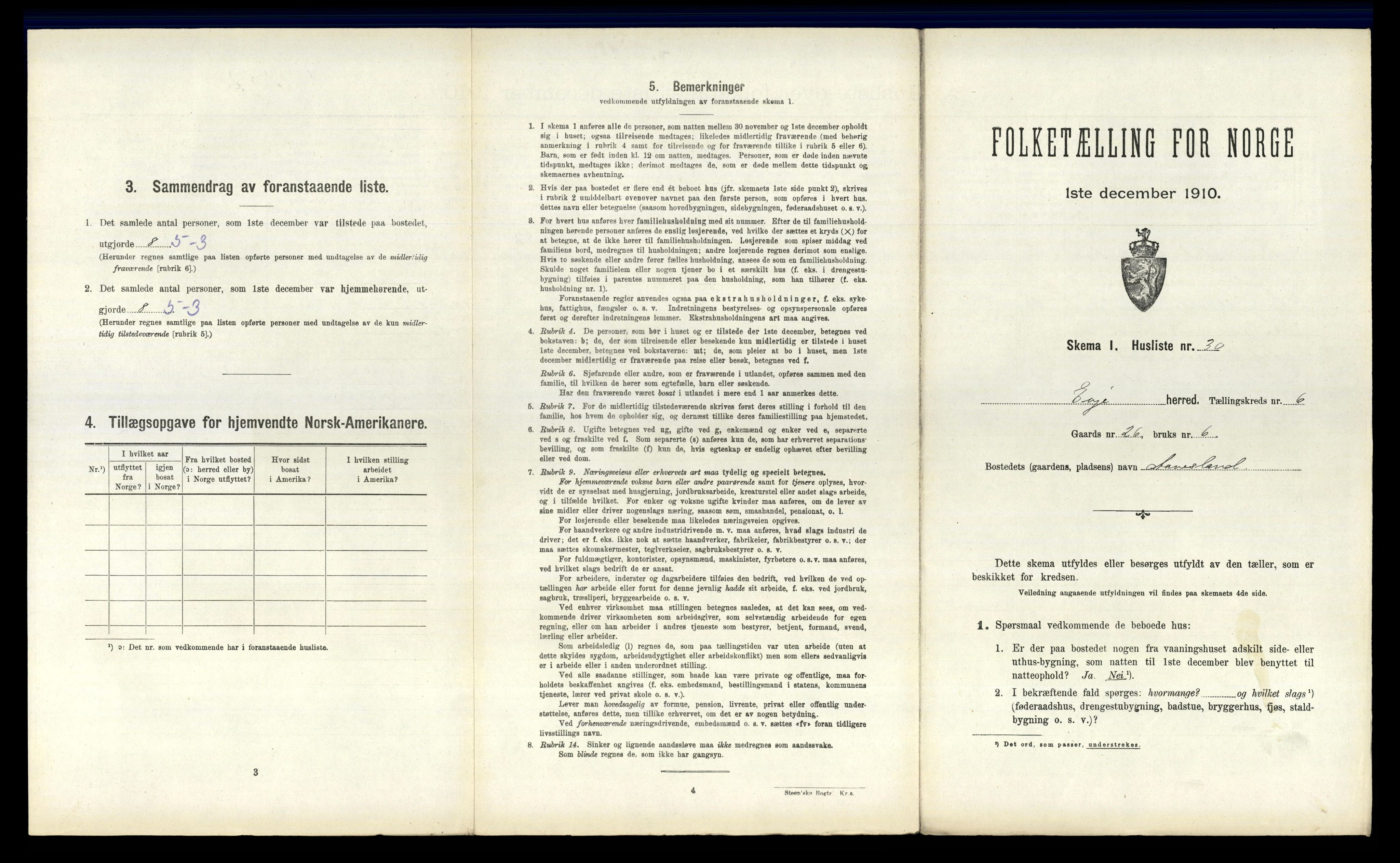 RA, 1910 census for Evje, 1910, p. 258