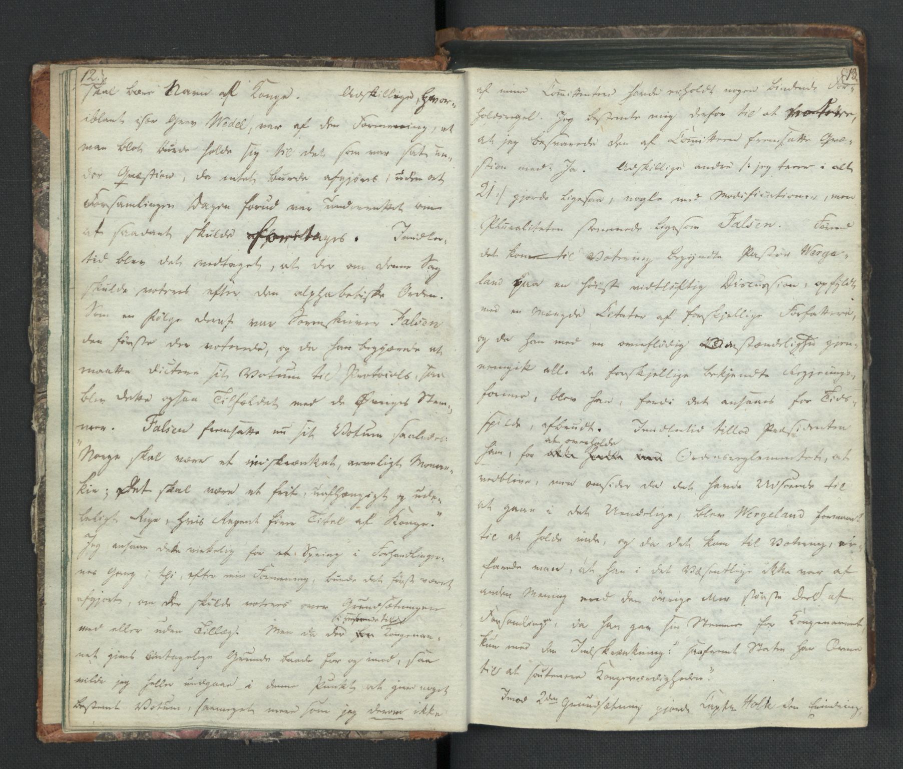 Manuskriptsamlingen, RA/EA-3667/H/L0021: Byfogd Gregers Winther Wulfbergs dagbok under Riksforsamlingen på Eidsvoll, 1814, p. 12-13