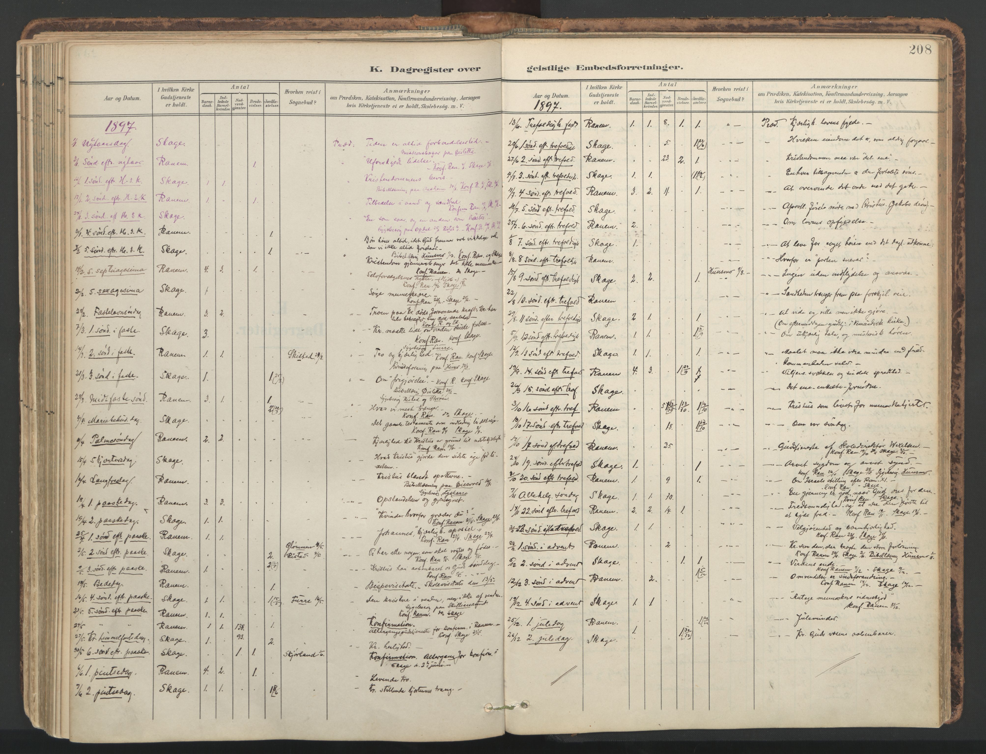 Ministerialprotokoller, klokkerbøker og fødselsregistre - Nord-Trøndelag, SAT/A-1458/764/L0556: Parish register (official) no. 764A11, 1897-1924, p. 208