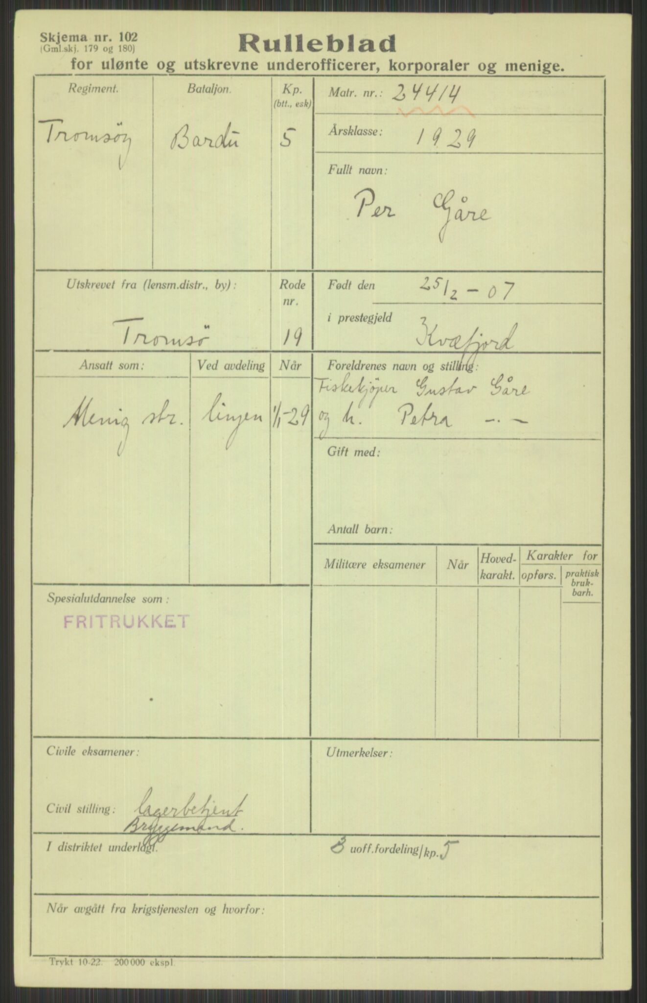 Forsvaret, Troms infanteriregiment nr. 16, AV/RA-RAFA-3146/P/Pa/L0013/0004: Rulleblad / Rulleblad for regimentets menige mannskaper, årsklasse 1929, 1929, p. 287