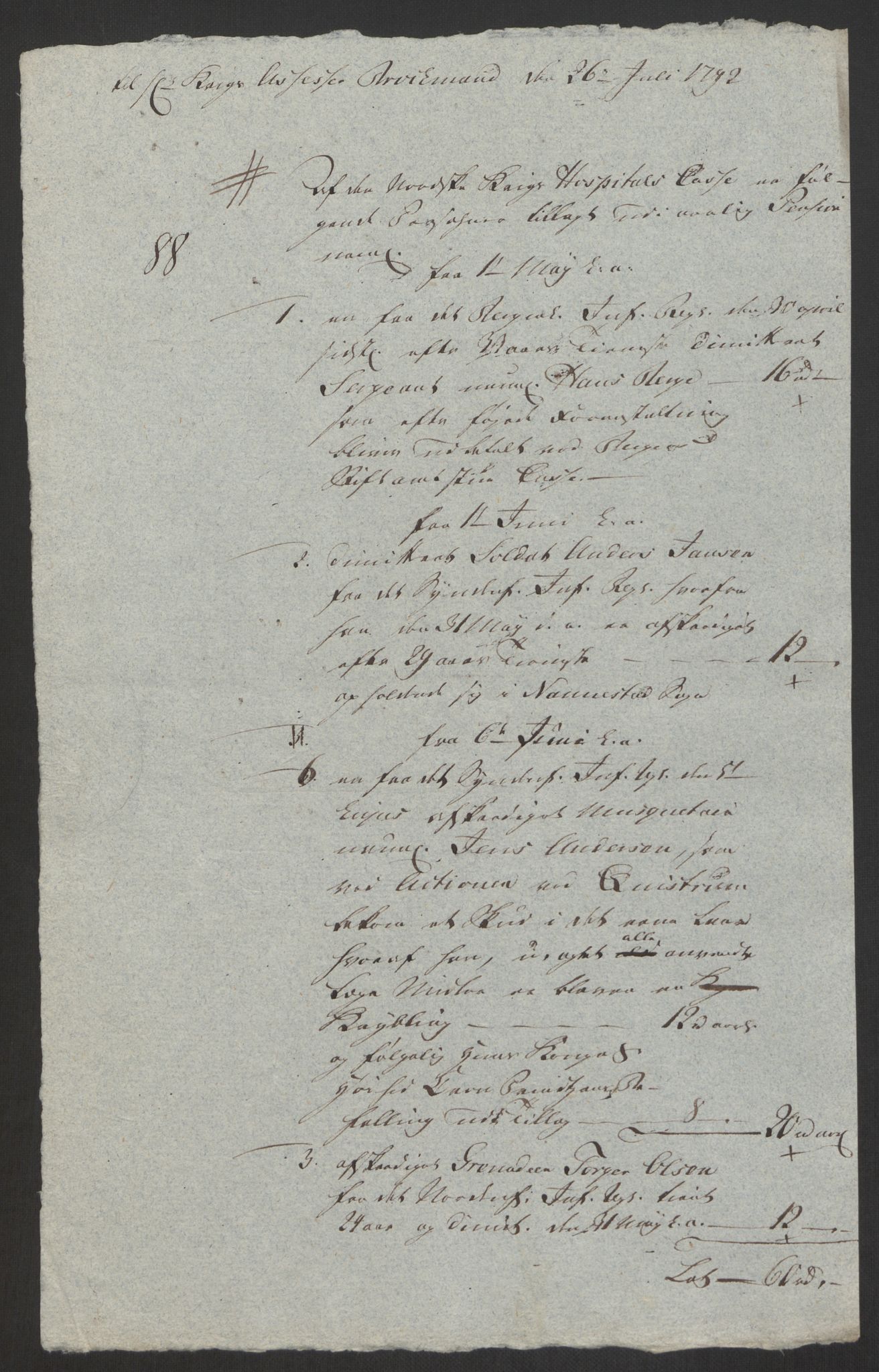 Forsvaret, Den norske kvesthuskasse/krigshospitalkasse, AV/RA-RAFA-1887/F/Fa/L0008: Konsepter, 1790-1793, p. 893