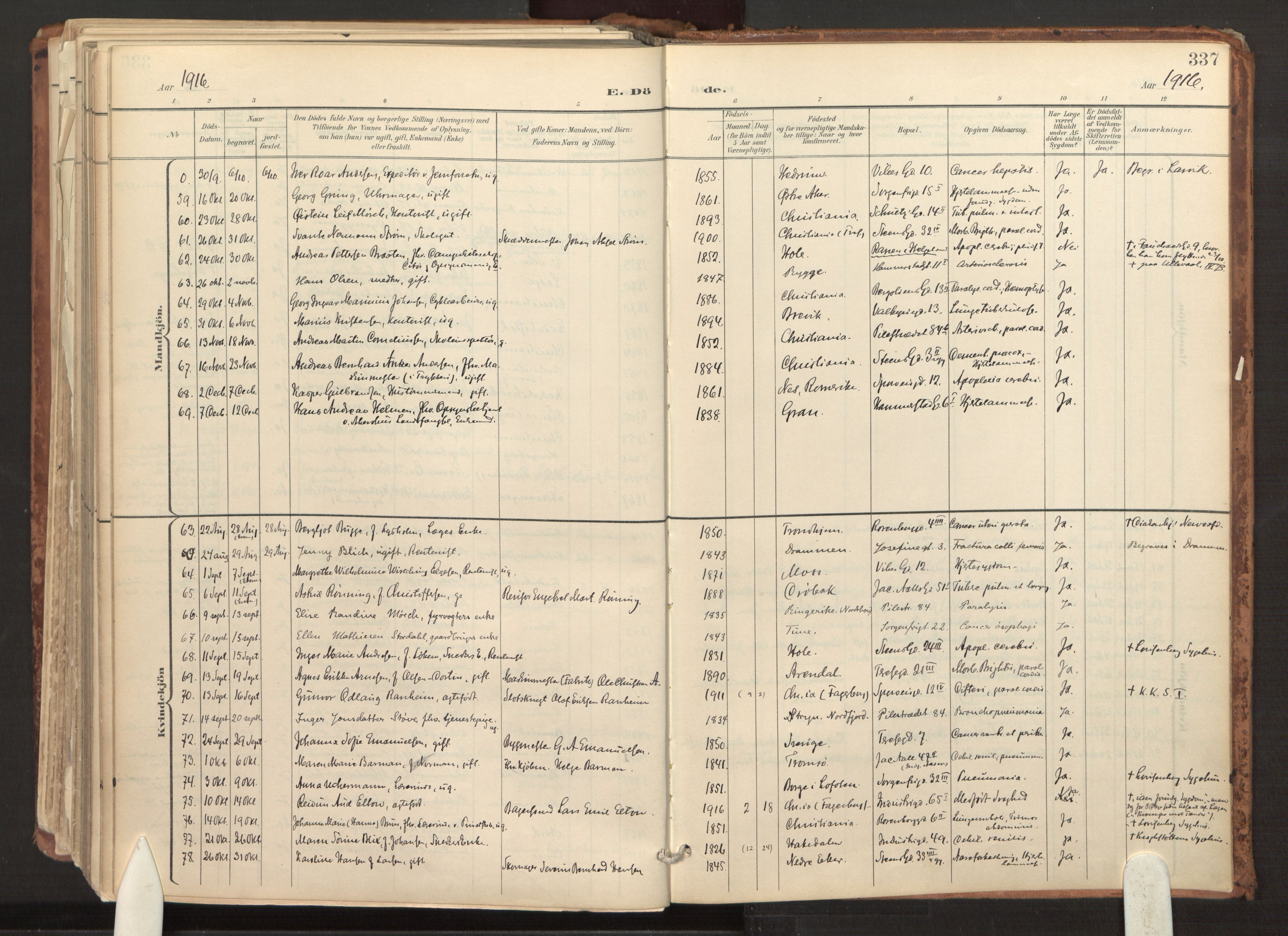 Fagerborg prestekontor Kirkebøker, SAO/A-10844/F/Fa/L0003: Parish register (official) no. 3, 1898-1916, p. 337