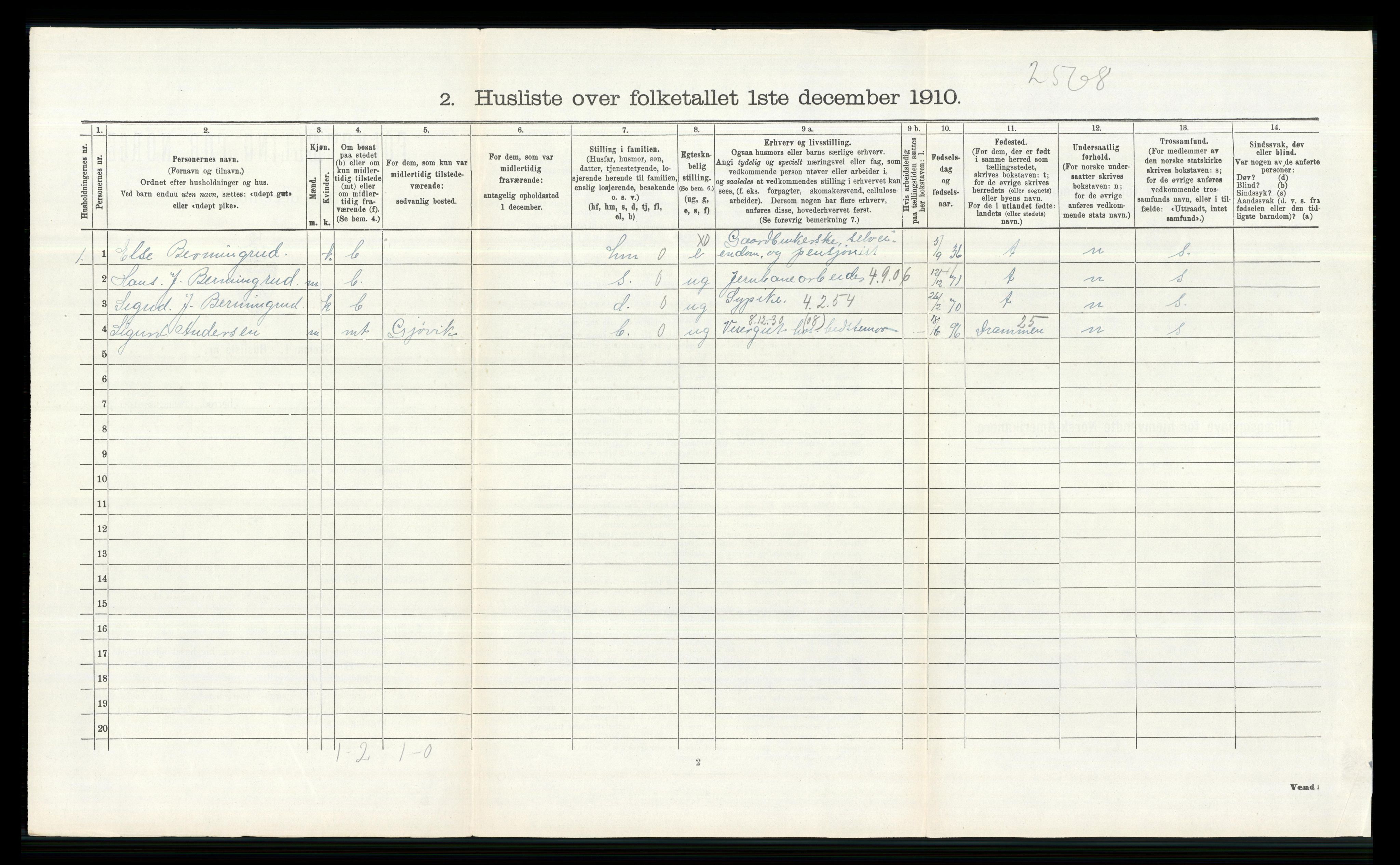 RA, 1910 census for Øvre Eiker, 1910, p. 1338