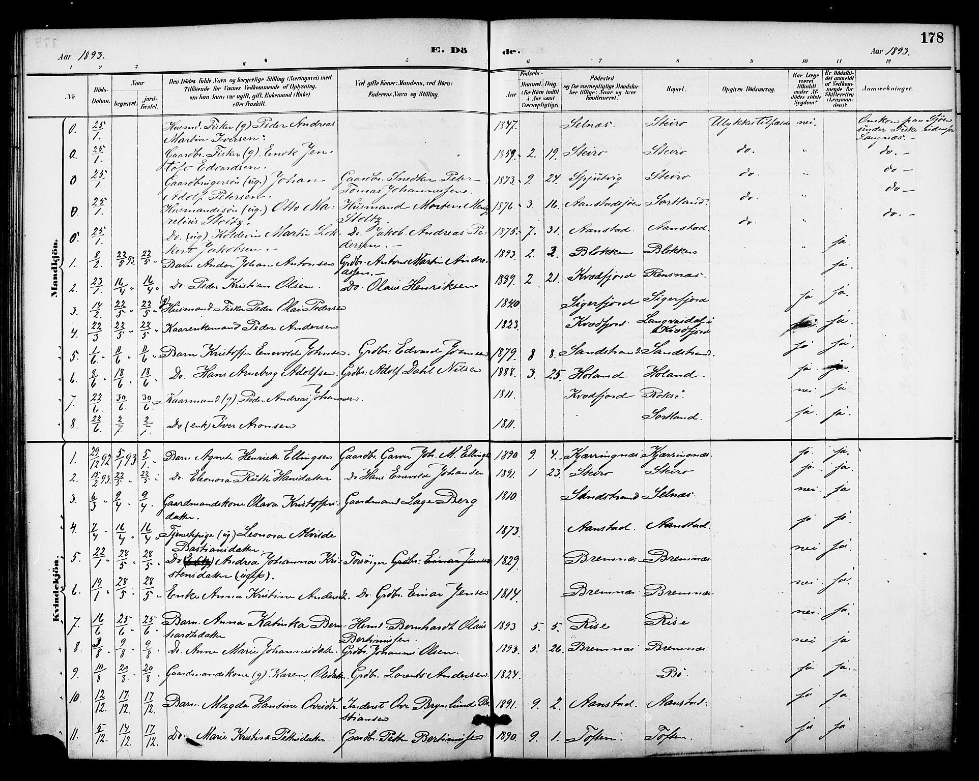 Ministerialprotokoller, klokkerbøker og fødselsregistre - Nordland, AV/SAT-A-1459/895/L1371: Parish register (official) no. 895A06, 1885-1894, p. 178