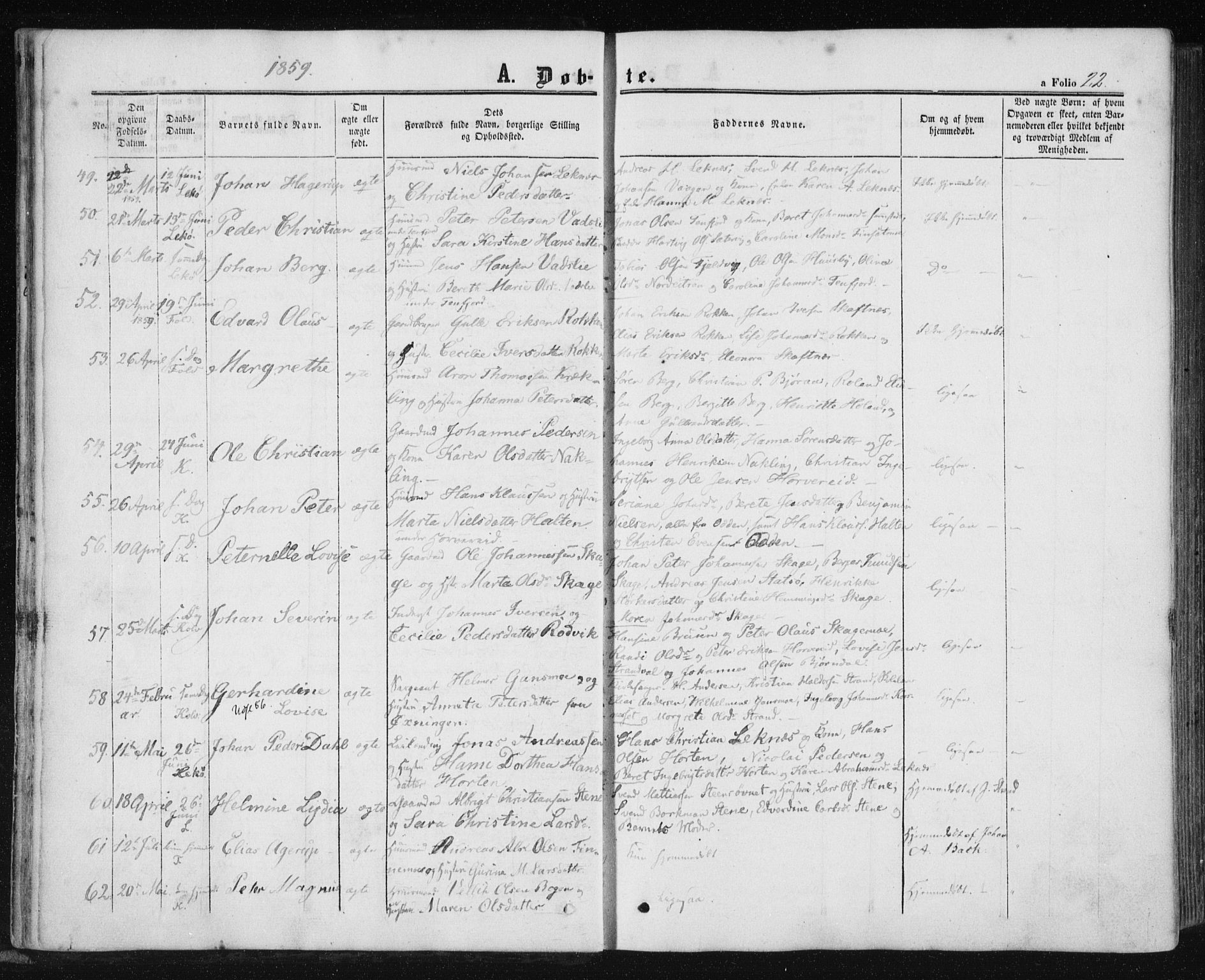 Ministerialprotokoller, klokkerbøker og fødselsregistre - Nord-Trøndelag, AV/SAT-A-1458/780/L0641: Parish register (official) no. 780A06, 1857-1874, p. 22