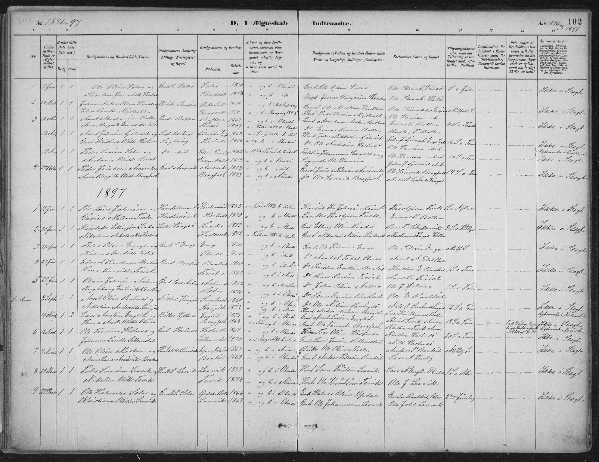 Ministerialprotokoller, klokkerbøker og fødselsregistre - Møre og Romsdal, AV/SAT-A-1454/580/L0925: Parish register (official) no. 580A02, 1888-1913, p. 102